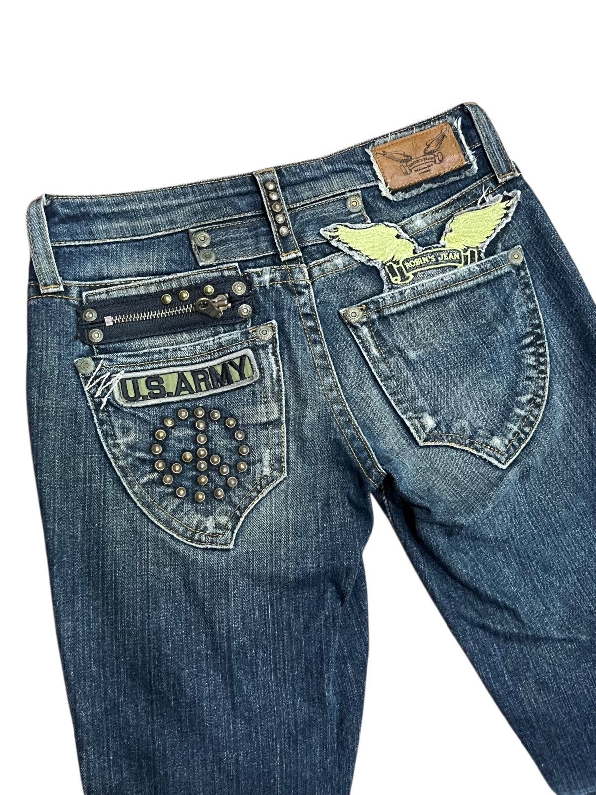 Robins Jeans ROBIN’S JEANS Peace Studded Pure Rocker Chic Flare Petite🔥 Size 24" / US 00 / IT 34 - 3 Thumbnail