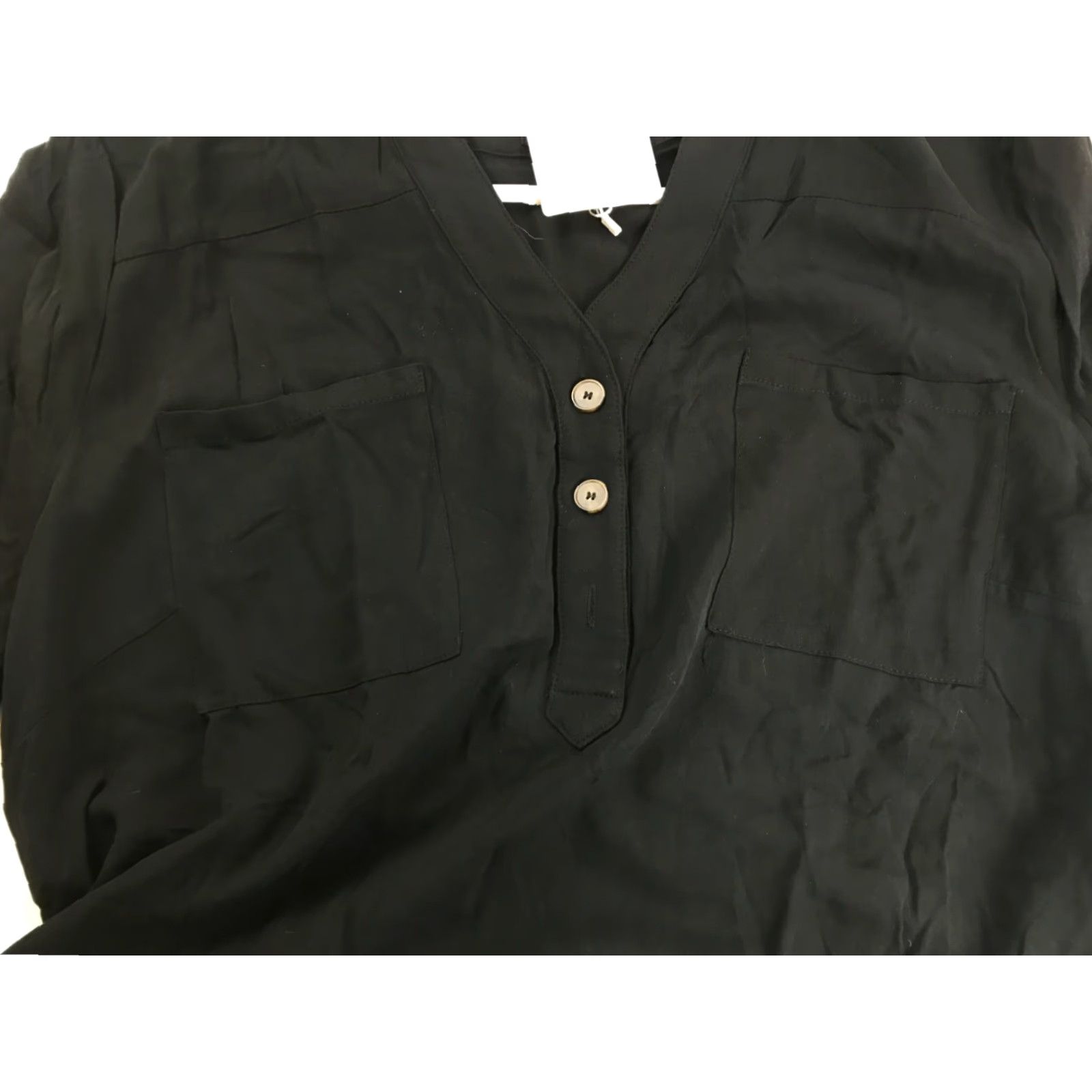 Vintage Bloomchic Blouse Shirt Women's 16 Black V-Neck Pockets Short Sleeve NWT NWT Size XXL / US 16-18 / IT 52-54 - 3 Thumbnail