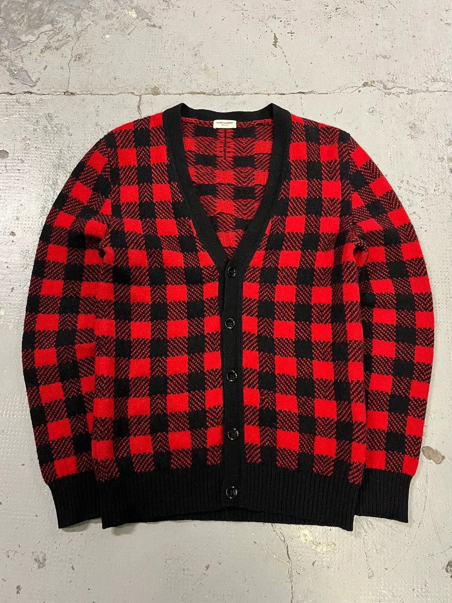 Saint Laurent Paris FW2014 Saint Laurent Alpaca Wool Red & Black Checkered Cardigan Size US S / EU 44-46 / 1 - 1 Thumbnail