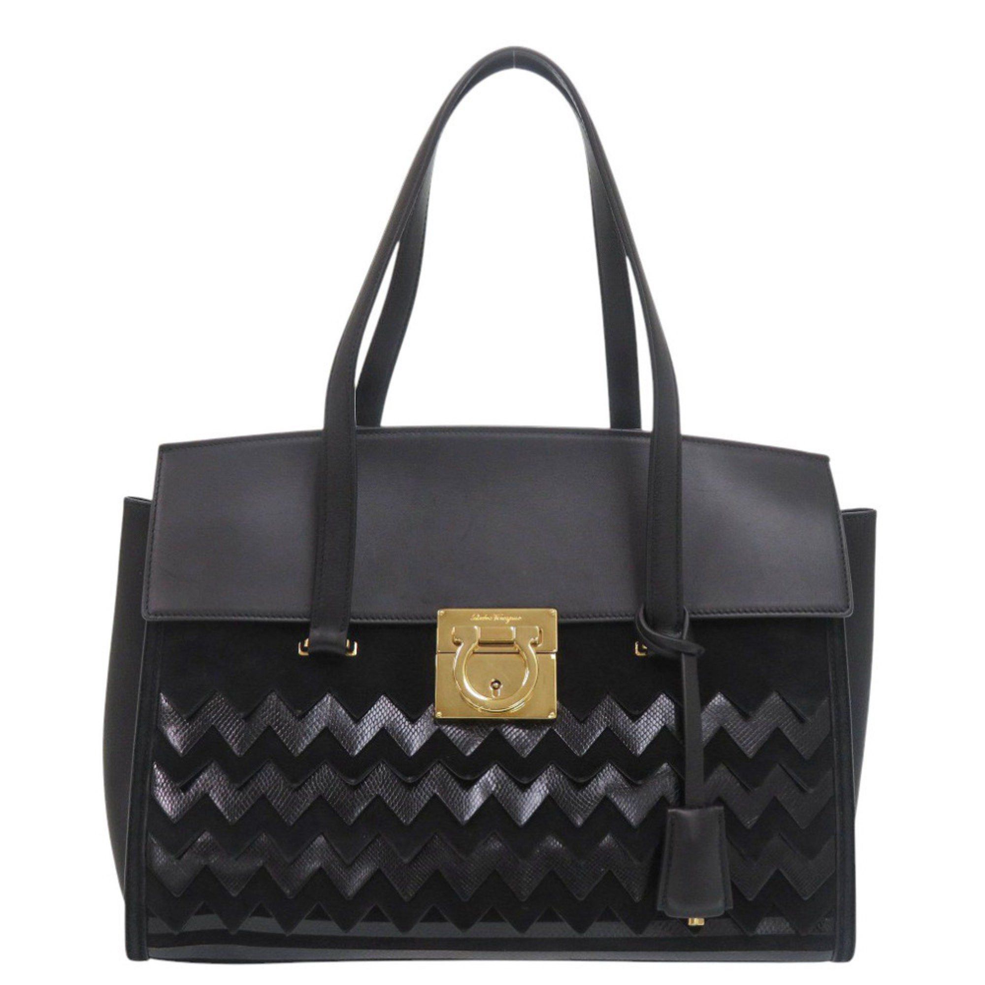 Salvatore Ferragamo Salvatore Ferragamo Gancini Leather Black Handbag 1248 Size ONE SIZE - 1 Thumbnail