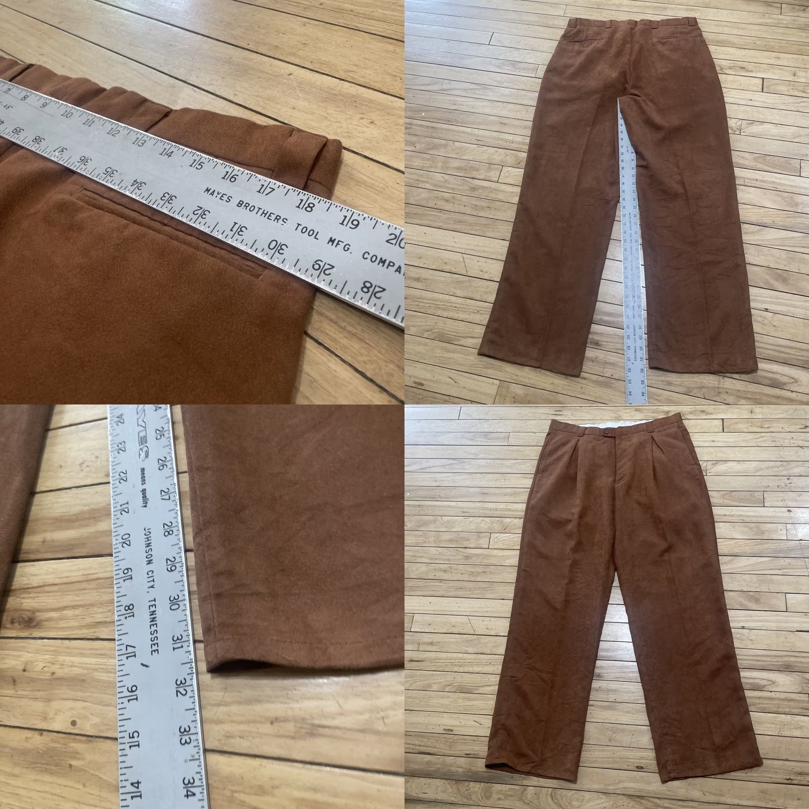 Vintage VINTAGE Falcone Polyester Pleated Pants Men 35L 36x32 Brown Retro Disco Pants Size US 35 - 8 Thumbnail
