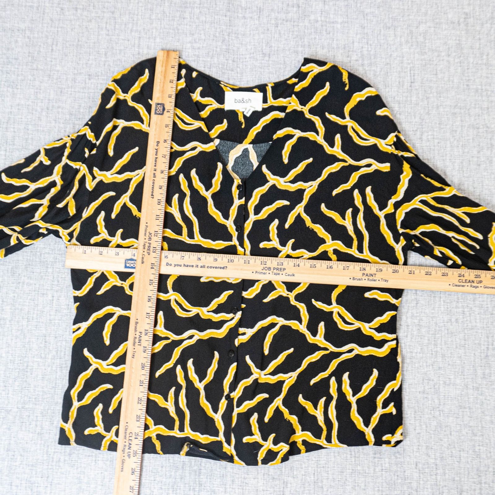 ba&sh Ba&sh Clea Printed Blouse Black Yellow size Large $235 Size L / US 10 / IT 46 - 6 Thumbnail