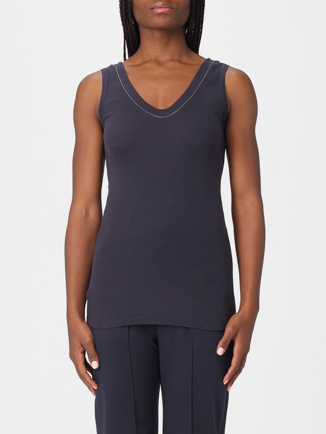 Brunello Cucinelli Brunello Cucinelli T-Shirt Woman Ocean Size L / US 10 / IT 46 - 1 Thumbnail
