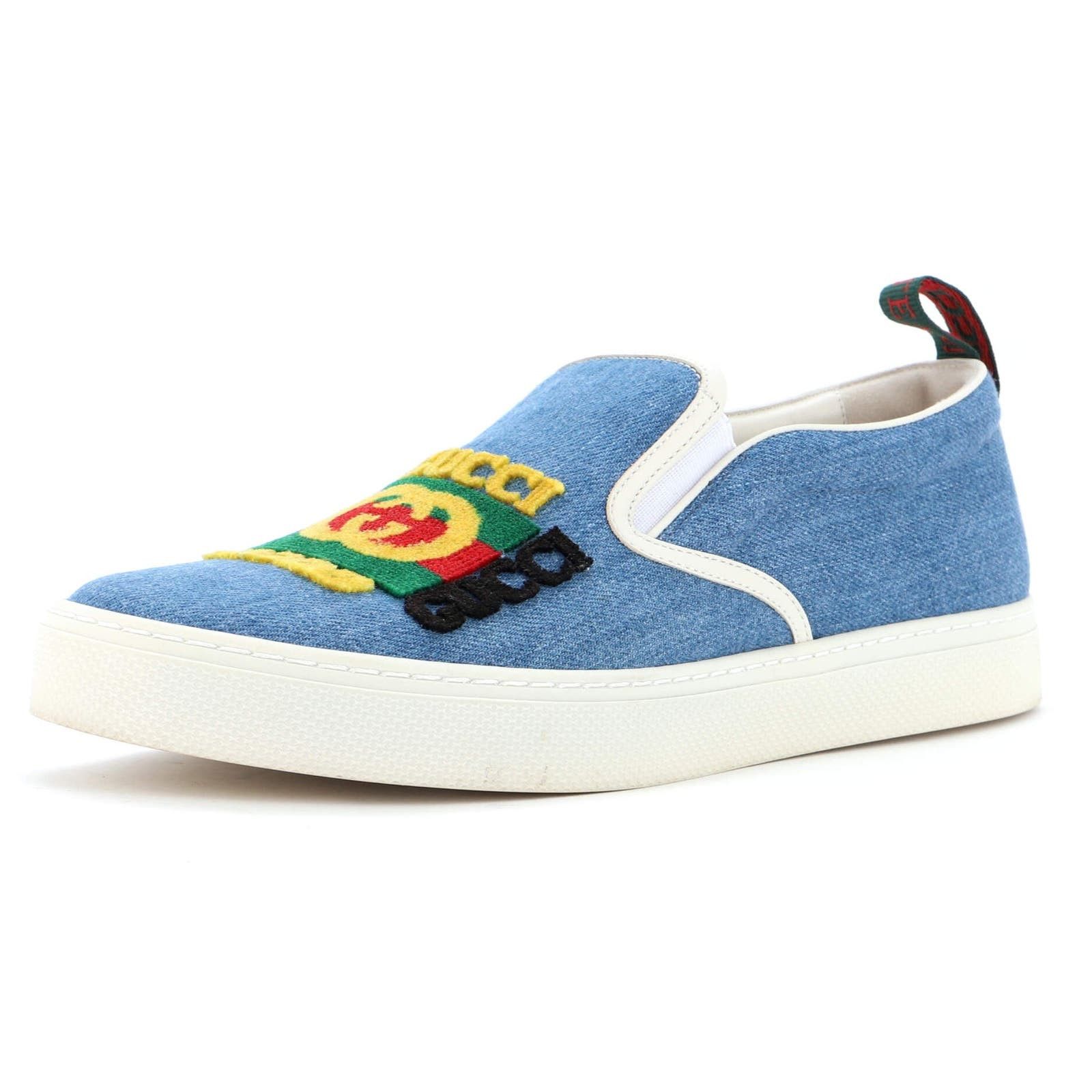 Men's Kura Logo Slip On Sneakers Embroidered Denim None - www