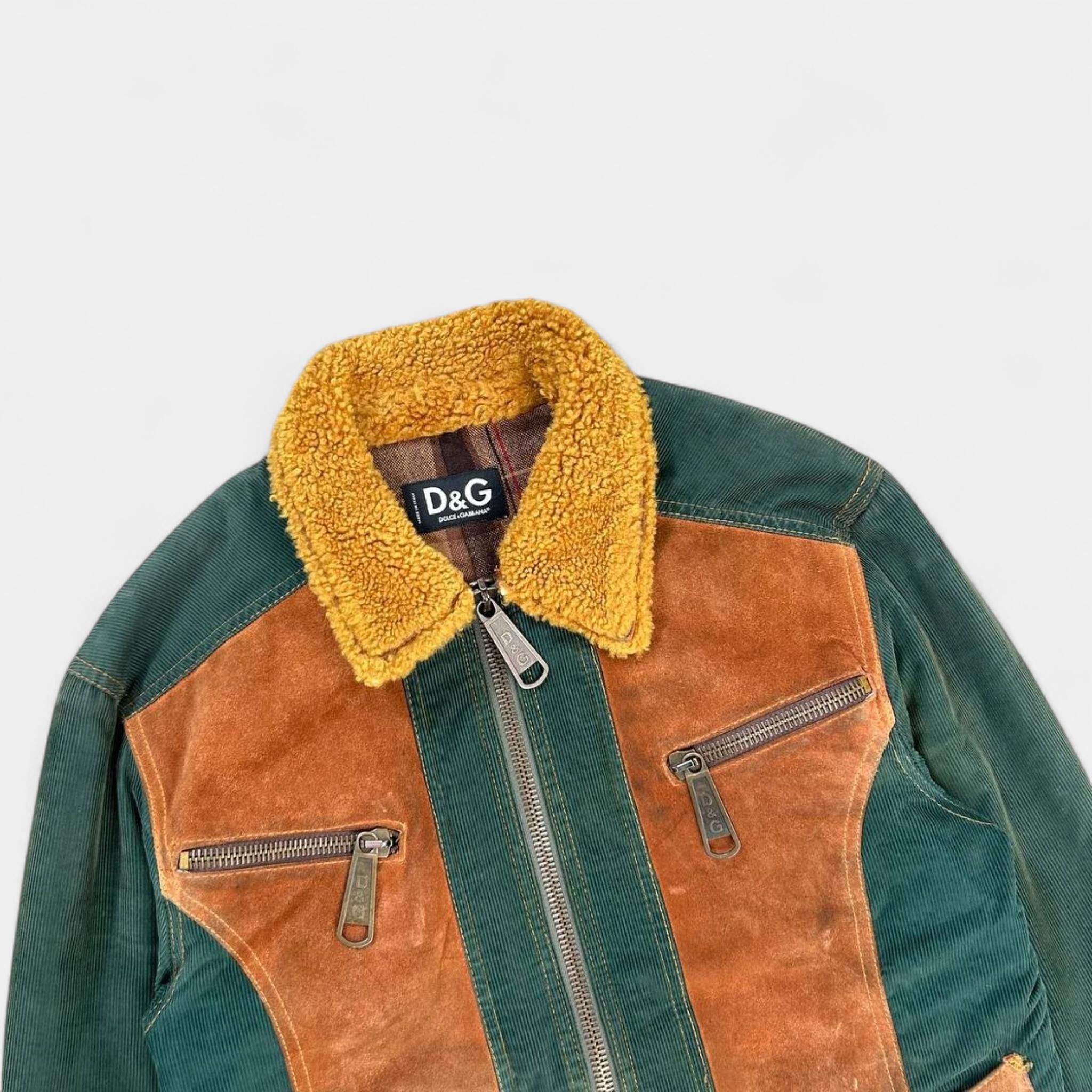 Dolce & Gabbana Dolce & Gabbana Corduroy Multi-Panel Fur Collar Jacket Size US L / EU 52-54 / 3 - 2 Thumbnail