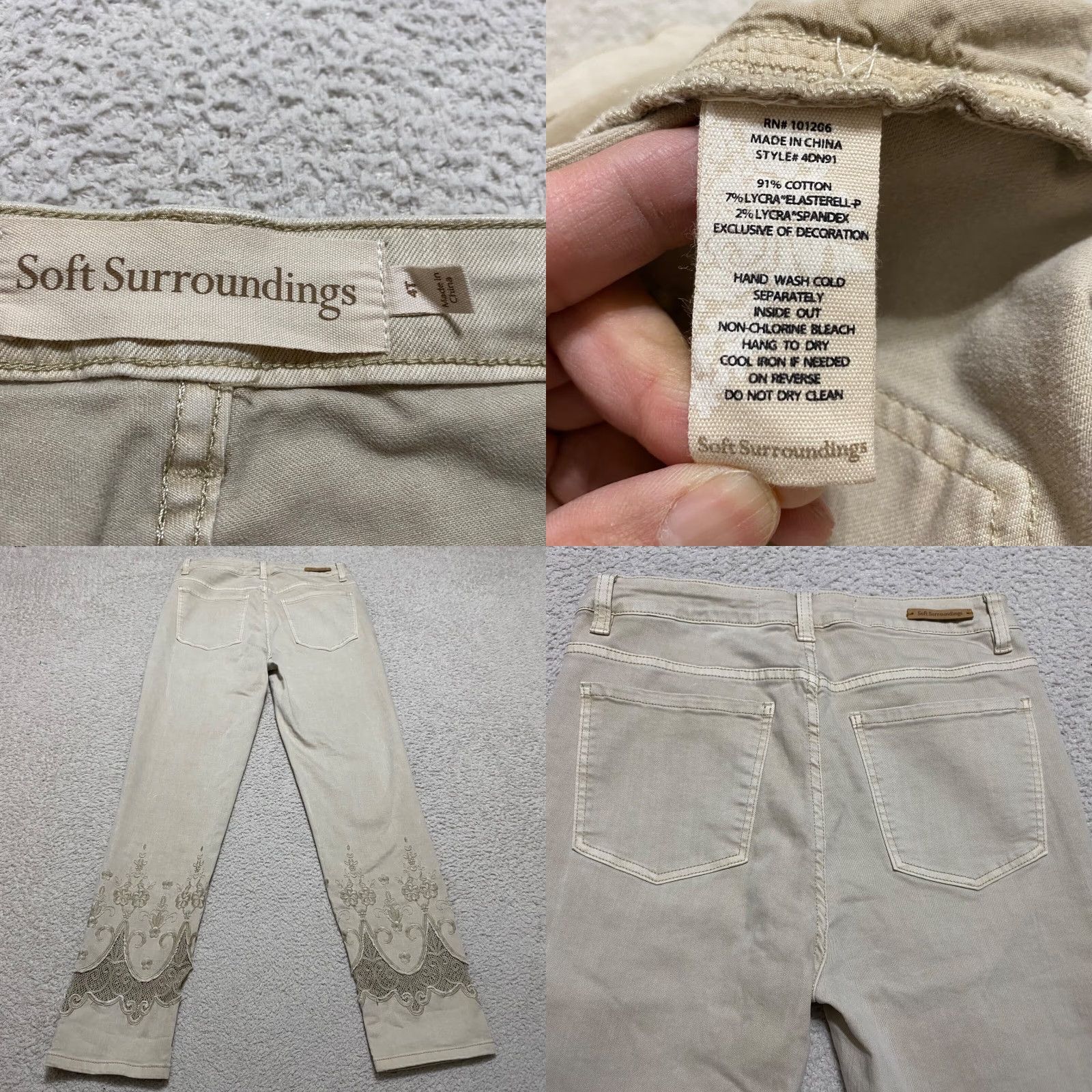 Soft Surroundings Soft Surroundings Jeans Womens 4 Tall Beige Denim Straight Leg Mid Rise City Style Stretch 5-Pocket Womens Jeans Tall Beige 28in Inseam Size 28" / US 6 / IT 42 - 8 Thumbnail