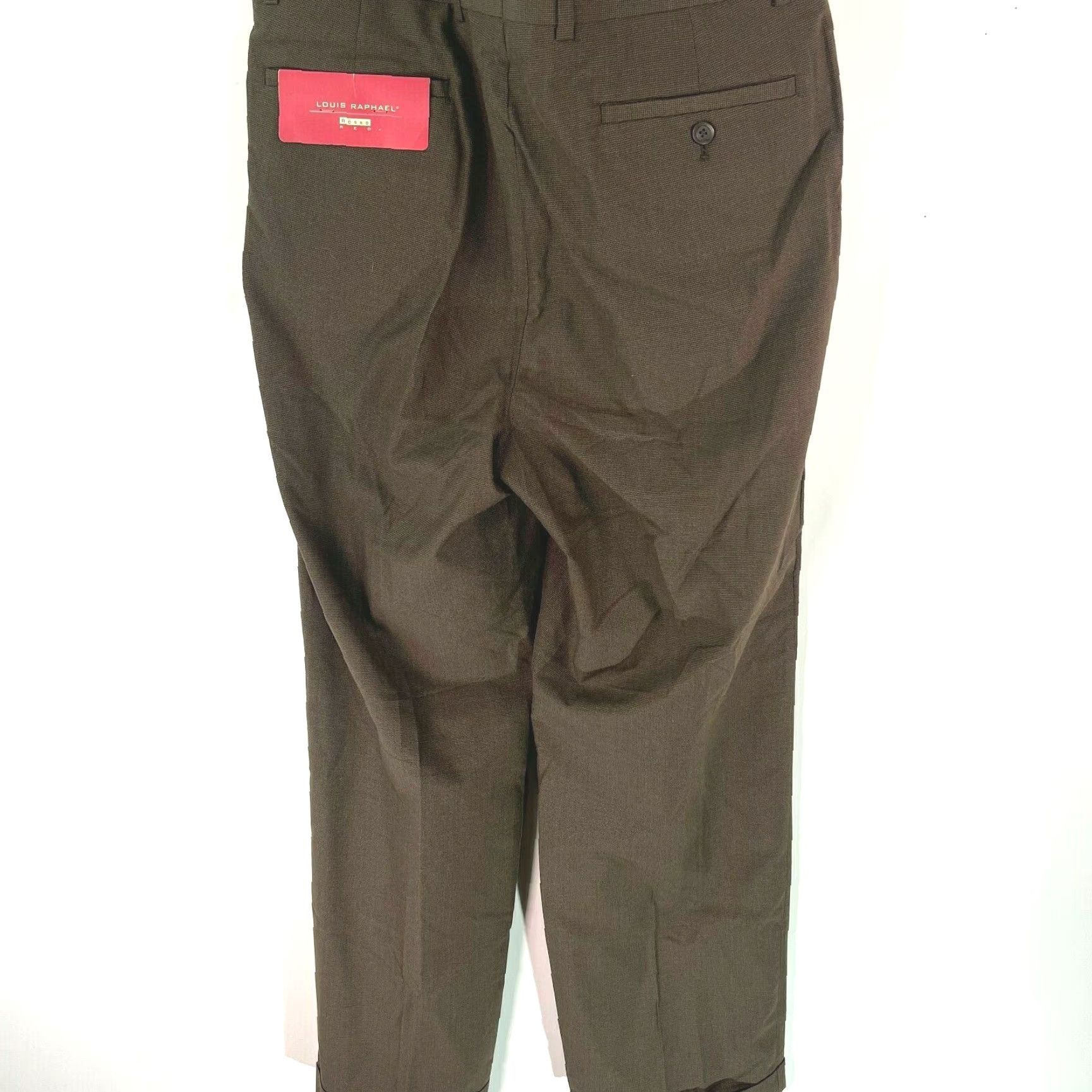 Louis Raphael Men Dress Pant Straight Mid Rise Chocolate Brown 36X32 Pant Formal Casual Bro wn?