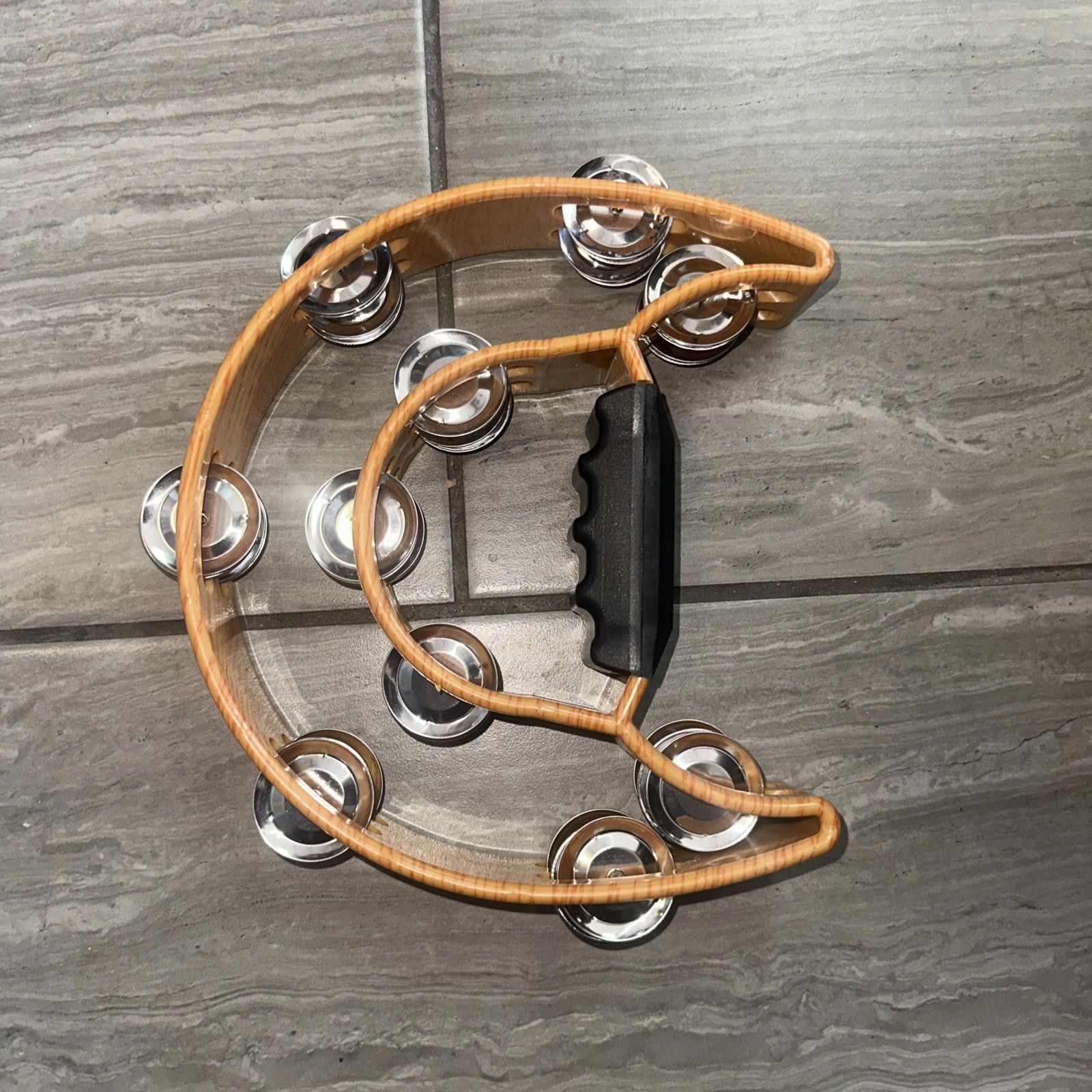 The Unbranded Brand Hand Held Tambourine Drum Birch Metal Jing Percussion Yellow Size ONE SIZE - 2 Thumbnail