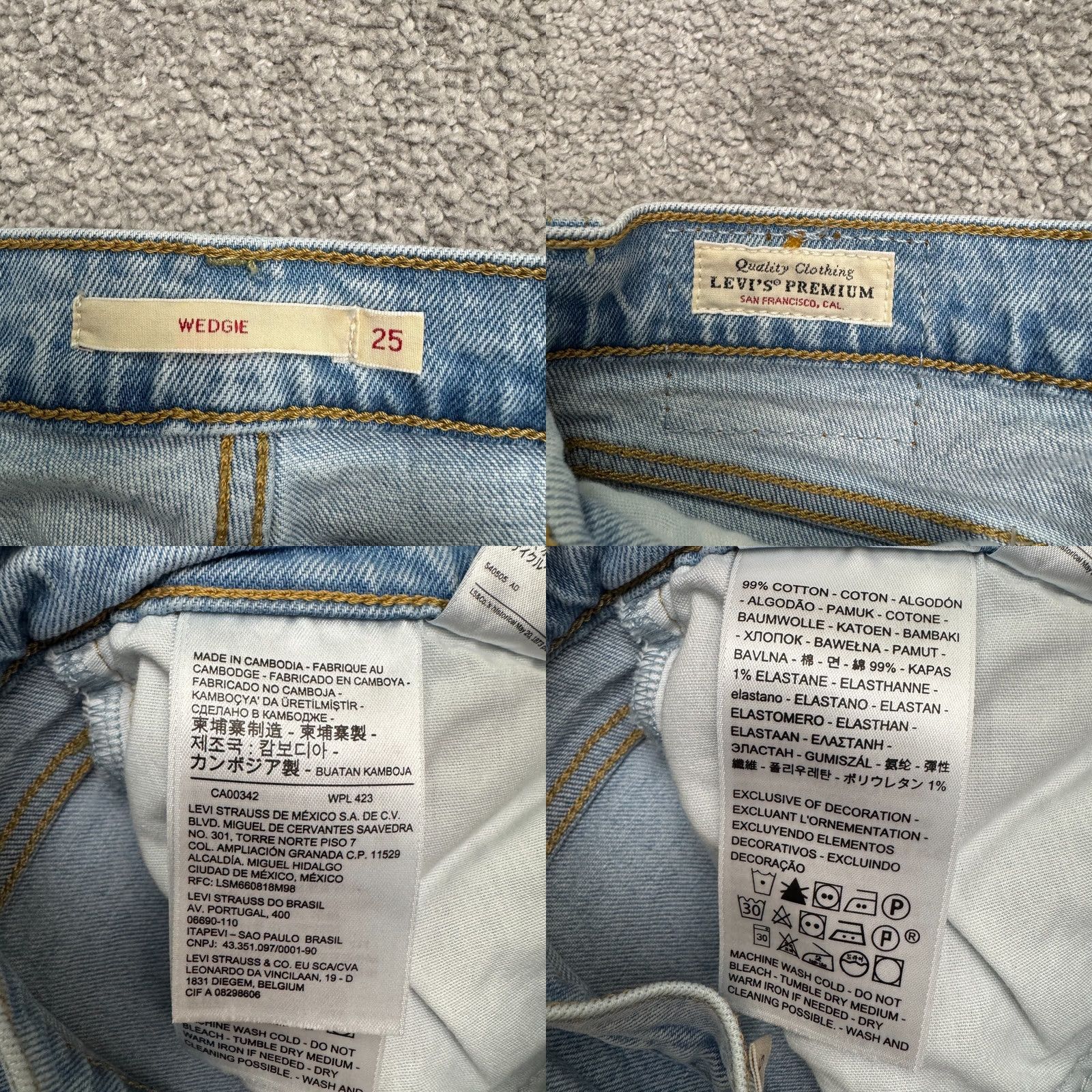 Levi's Levi's Wedgie Straight Jeans Womens 25 Blue Light Wash Stretch Button Fly Denim Size 42" / US 20 - 8 Thumbnail