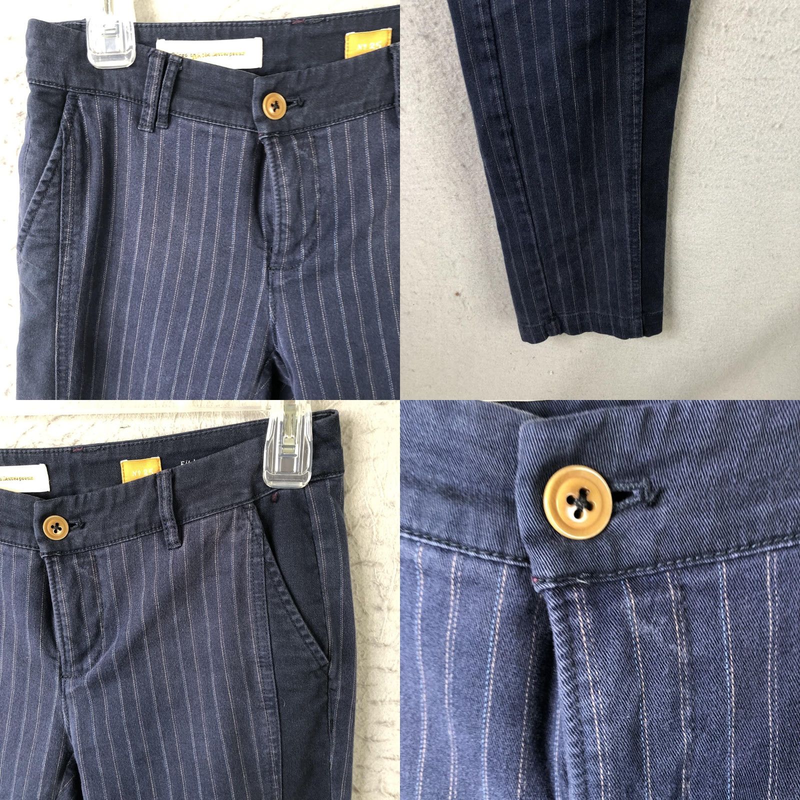 Vintage Pilcro And The Letterpress Pants Womens 25 Blue Pinstripe Hyphen Chino 2010 Y2K Size 42" / US 20 - 10 Thumbnail