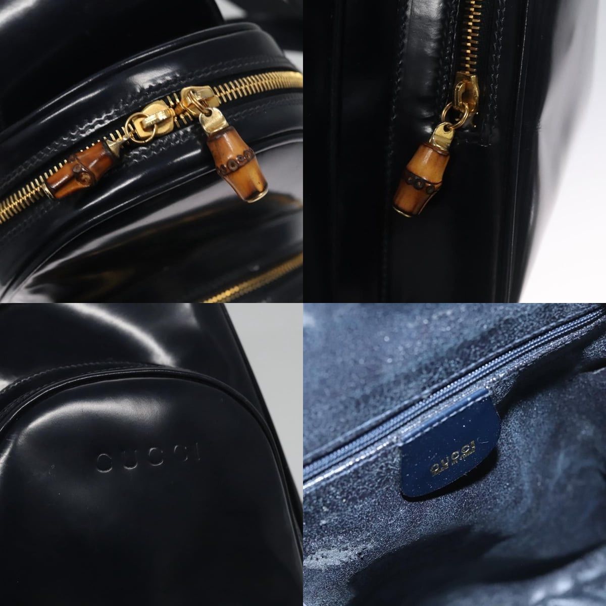 Gucci GUCCI Bamboo Body Bag Patent Leather Navy Gold Size ONE SIZE - 11 Thumbnail