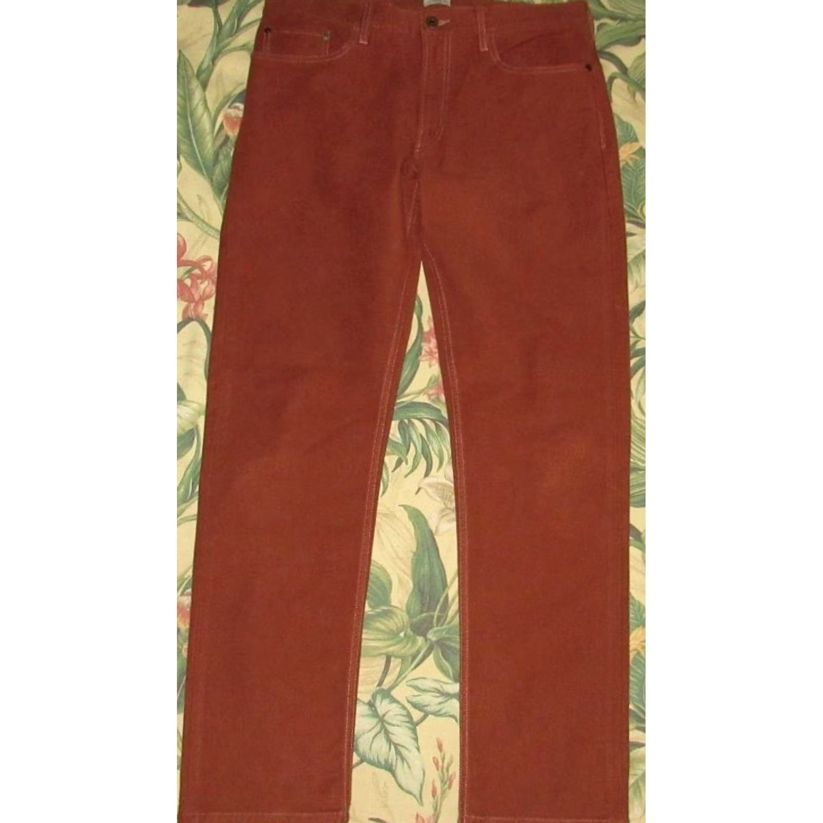 Vintage Flint & Tinder Brown Cotton Moleskin Pants 33 x 32 Chino Mens Regular Inseam 32 XS? Size US 33 - 3 Thumbnail