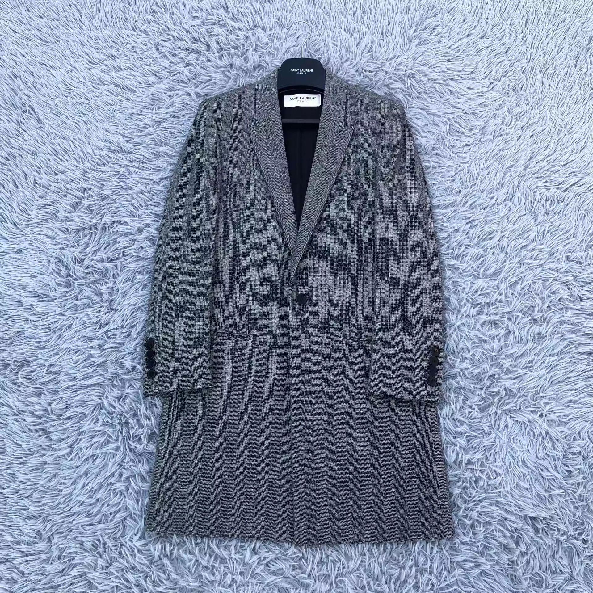 Vintage Saint Laurent YSL Yves Wool Jacket Overcoat Black