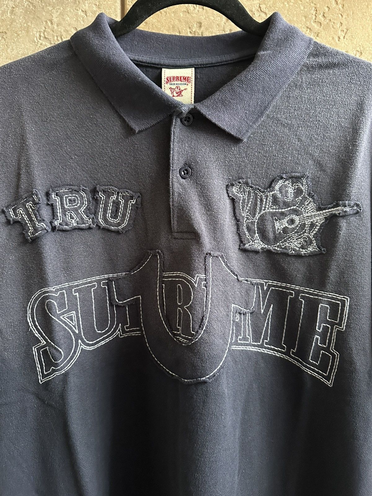 Supreme - True Religion Appliqué Polo - Navy (Large) Polos