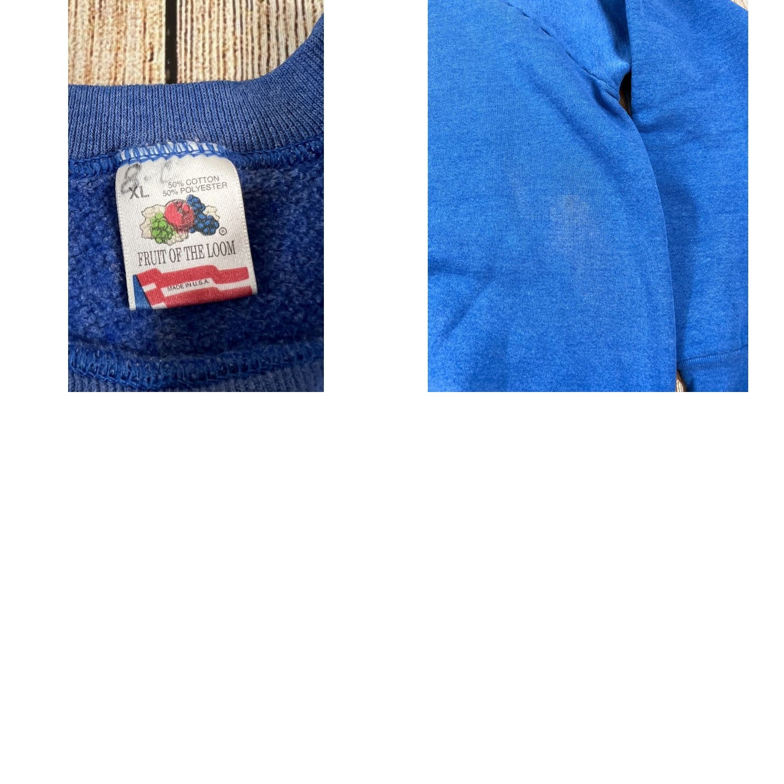 Fruit Of The Loom VINTAGE Fruit of the Loom Sweatshirt Blue XL Men 90s Fleece Pullover Smudges Stains Size US XL / EU 56 / 4 - 8 Thumbnail