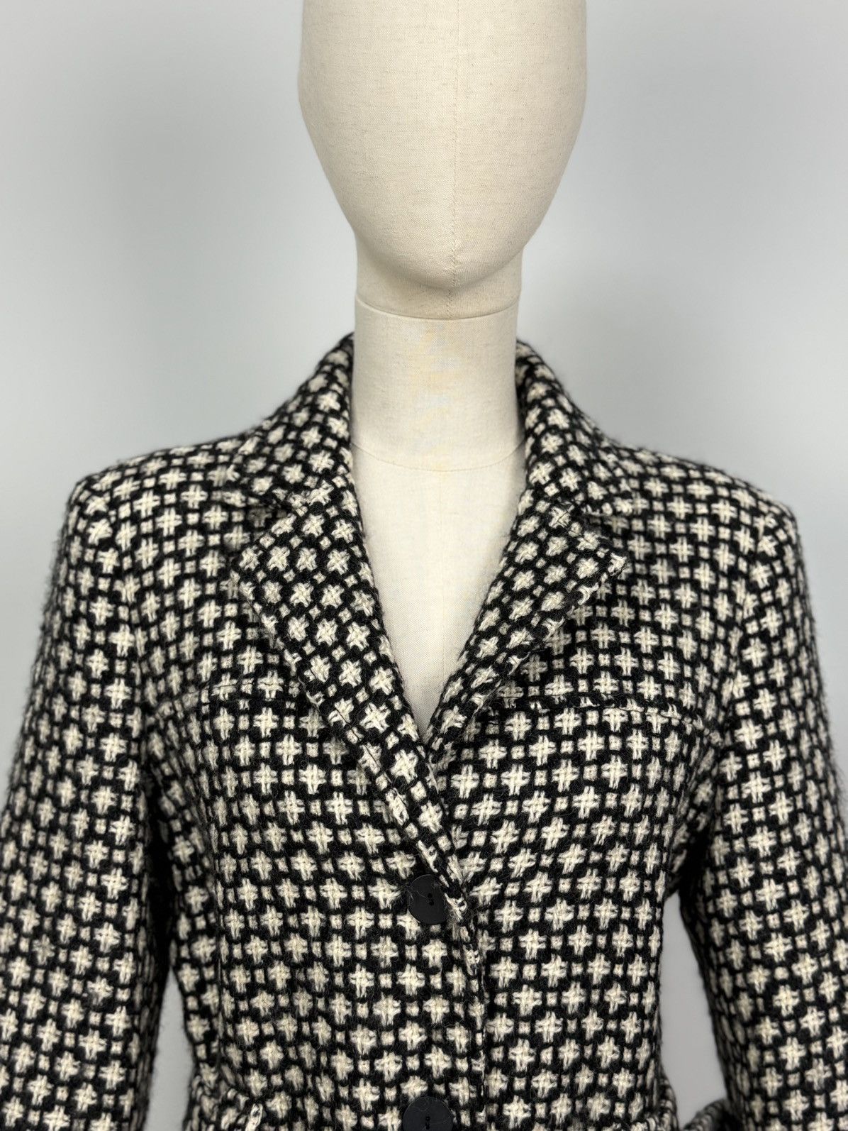 Miu Miu Wool Trench Coat Belt Knitted Womens Medium