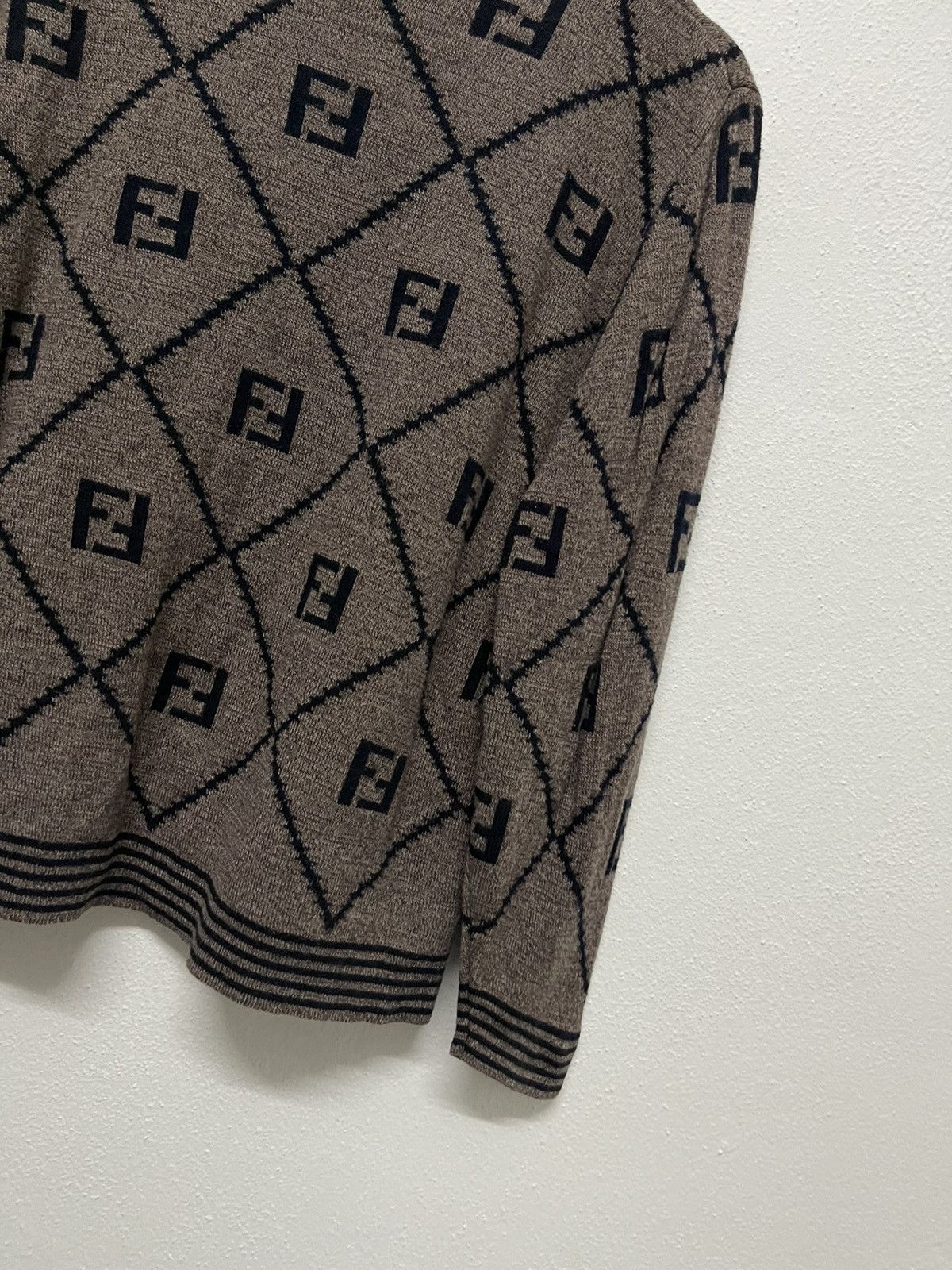 Fendi 90s FENDI MONOGRAM WOOL KNIT SWEATSHIRT RARE Size M / US 6-8 / IT 42-44 - 10 Thumbnail