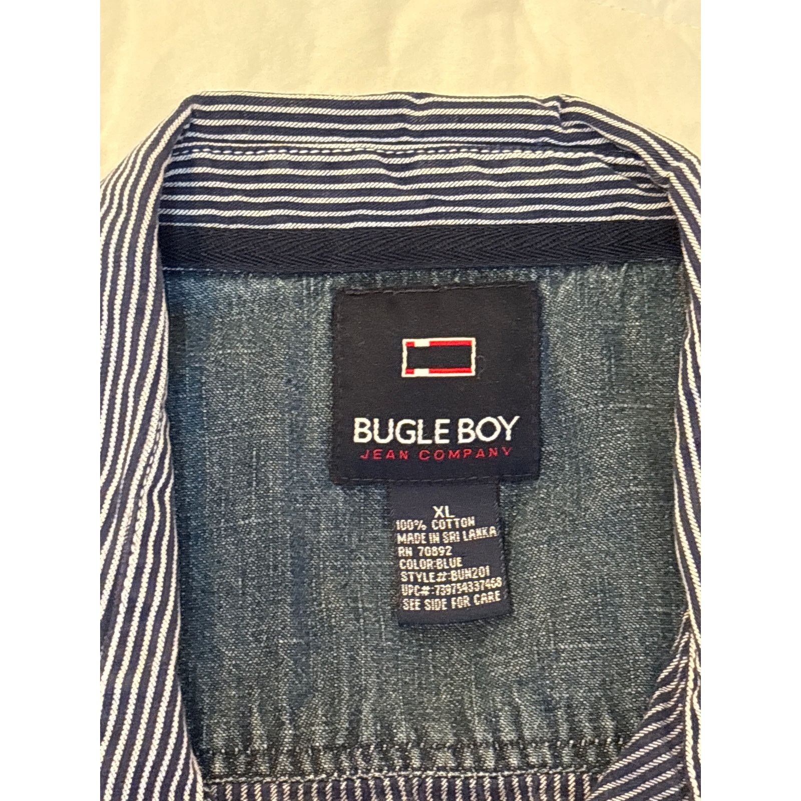 Bugle Boy Vintage Bugle Boy Striped Jean Shirt Size US XL / EU 56 / 4 - 2 Thumbnail
