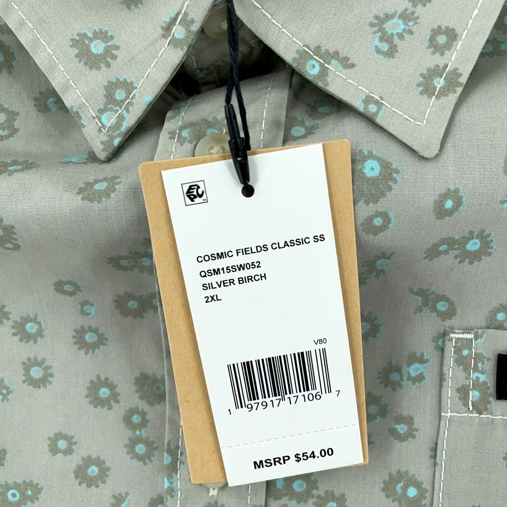 Quiksilver Quiksilver Shirt Mens XXL Silver Birch Cosmic Fields Classic Fit Short Sleeve Size US XXL / EU 58 / 5 - 6 Thumbnail