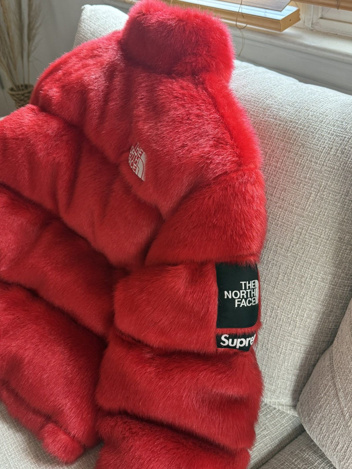 Supreme Supreme Faux Fur Reversible Hooded Track Jacket 'Red