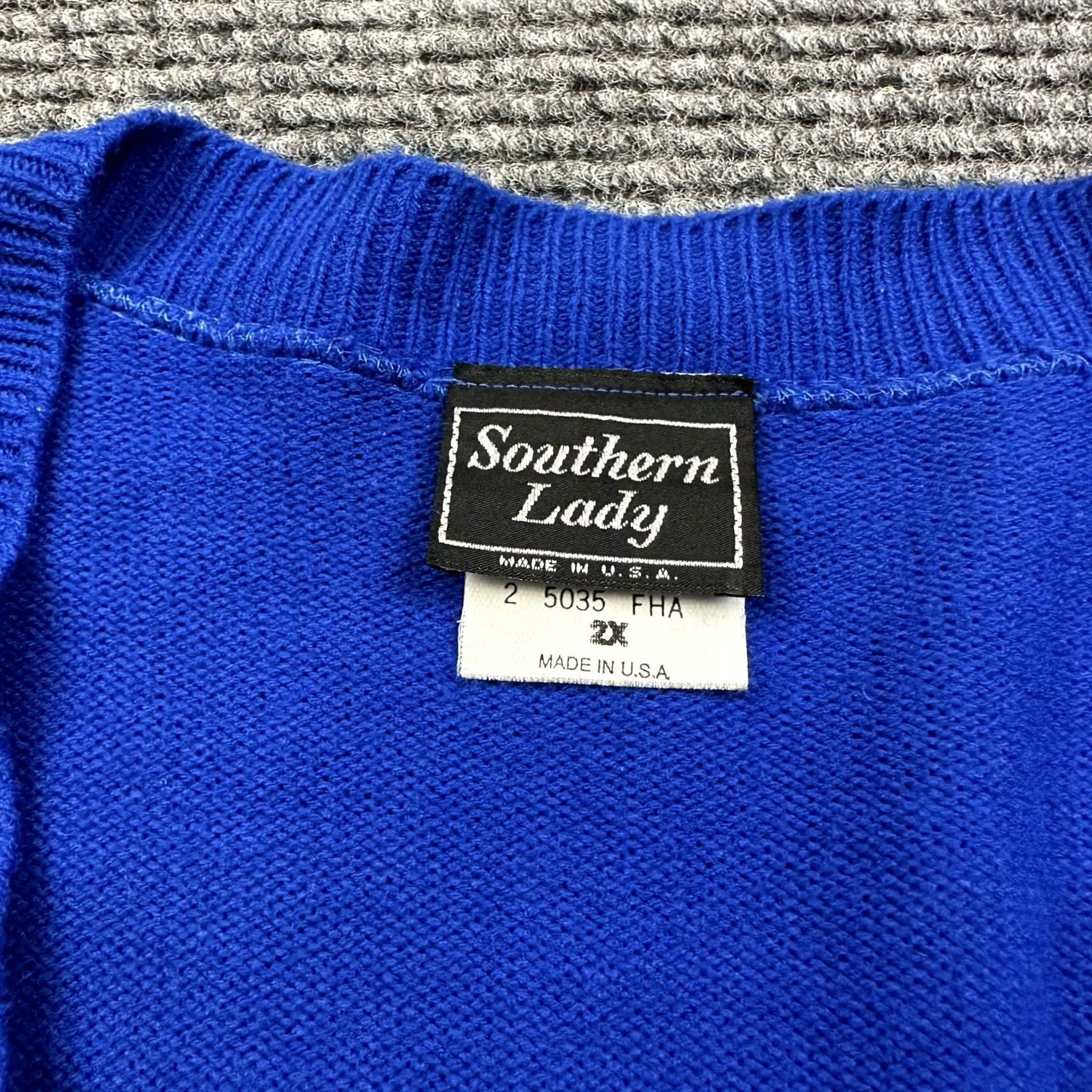 Vintage VINTAGE Southern Lady Button Up Cardigan Sweater Womens 2X Plus Size Knit Blue 90s Size XXL / US 16-18 / IT 52-54 - 2 Thumbnail