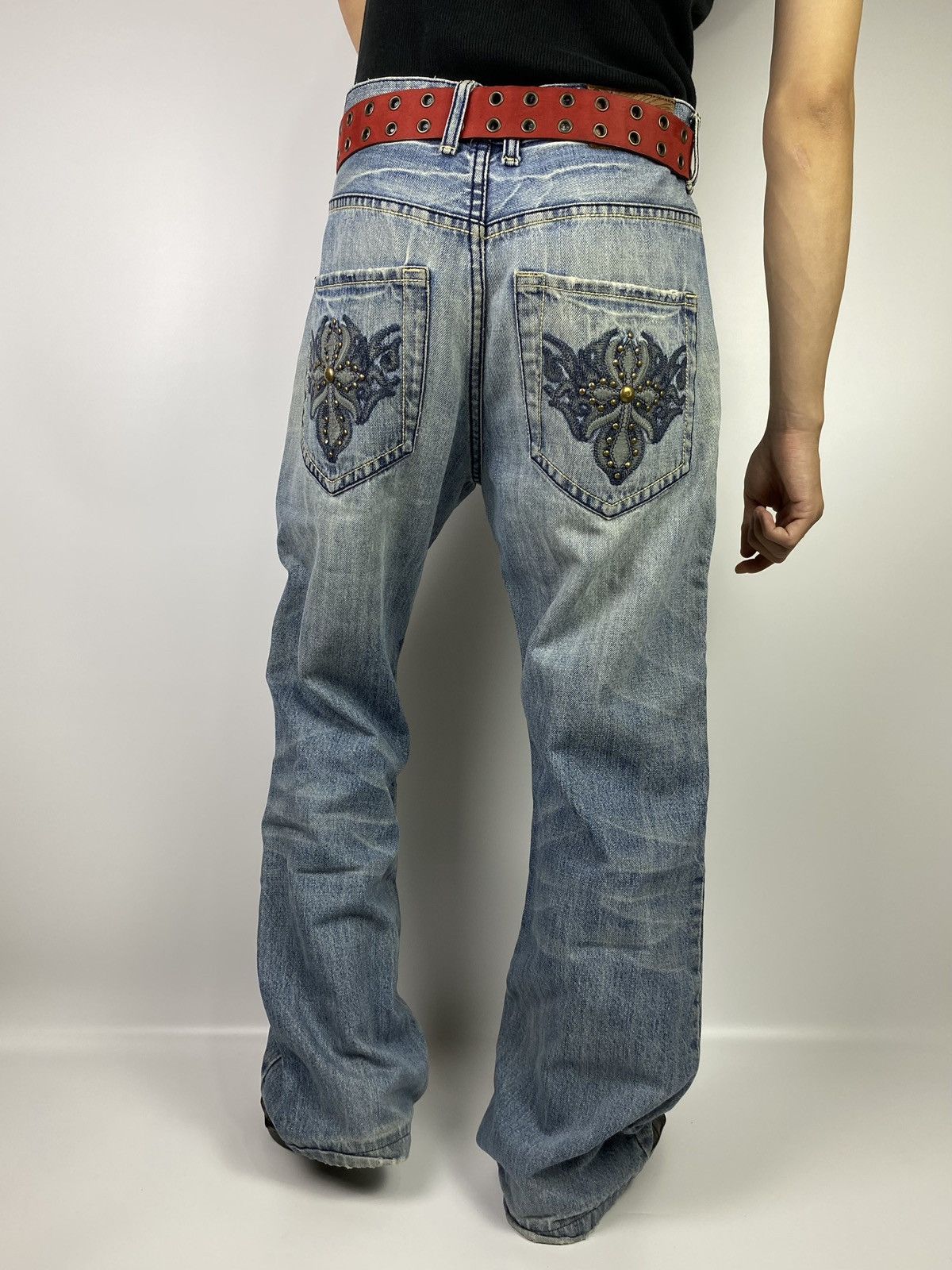 Beauty Beast × Hysteric Glamour osaka big train 📍 distressed studdet jeans japan 32x29 Size US 32 / EU 48 - 21 Thumbnail