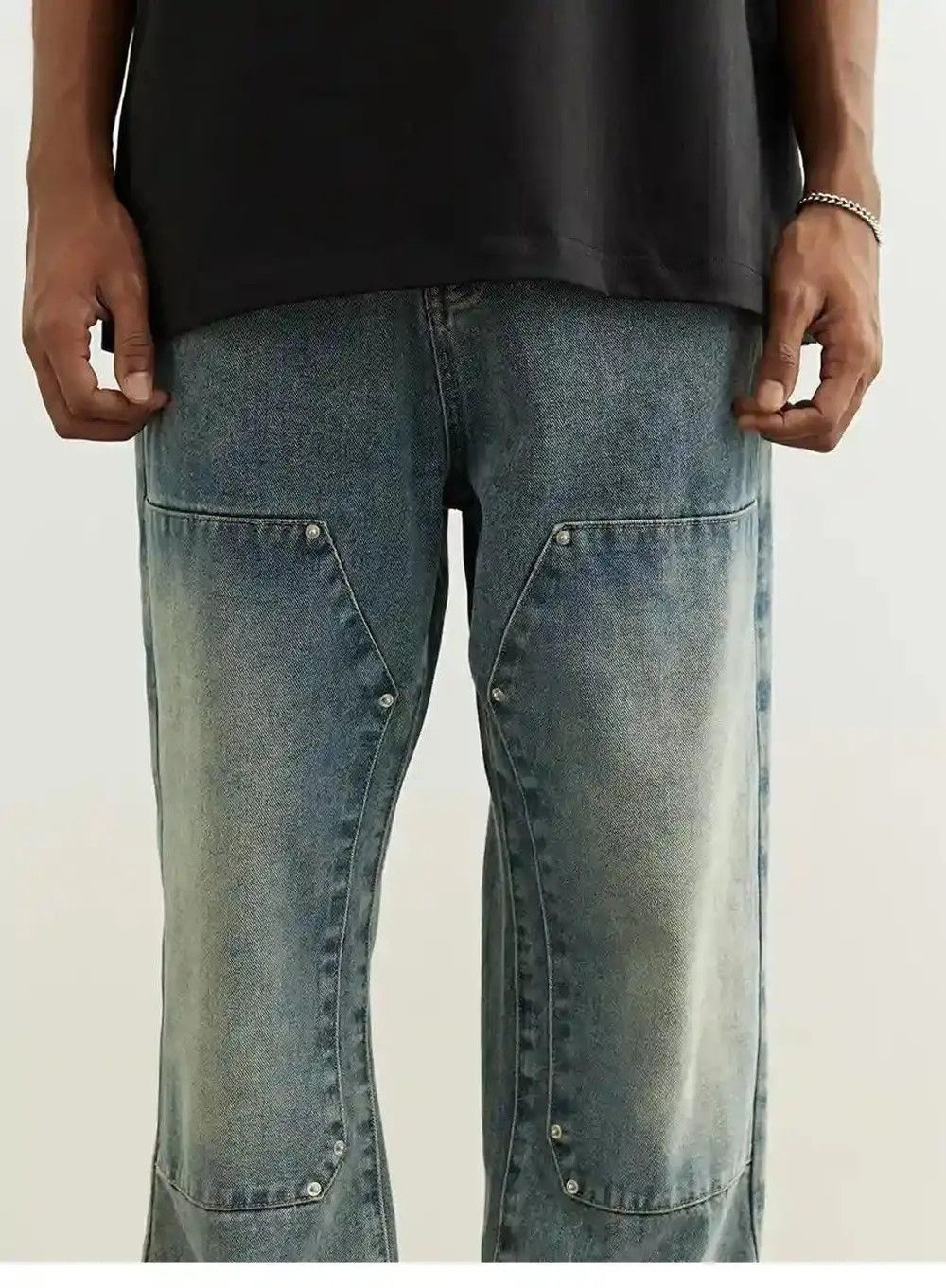 Japanese Brand × Jean double knee faded punk flared jeans Size US 34 / EU 50 - 5 Thumbnail