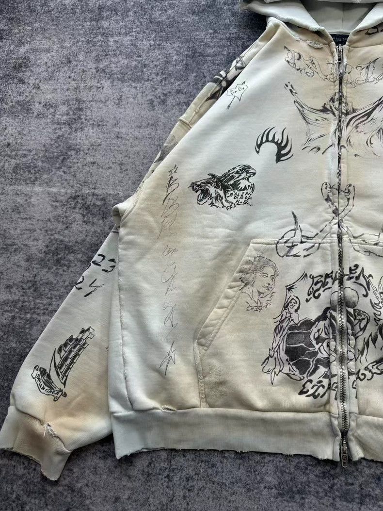 Balenciaga Balenciaga Tattoos, tattoos, graffiti, mud-dyed zipper jac Size US L / EU 52-54 / 3 - 3 Thumbnail