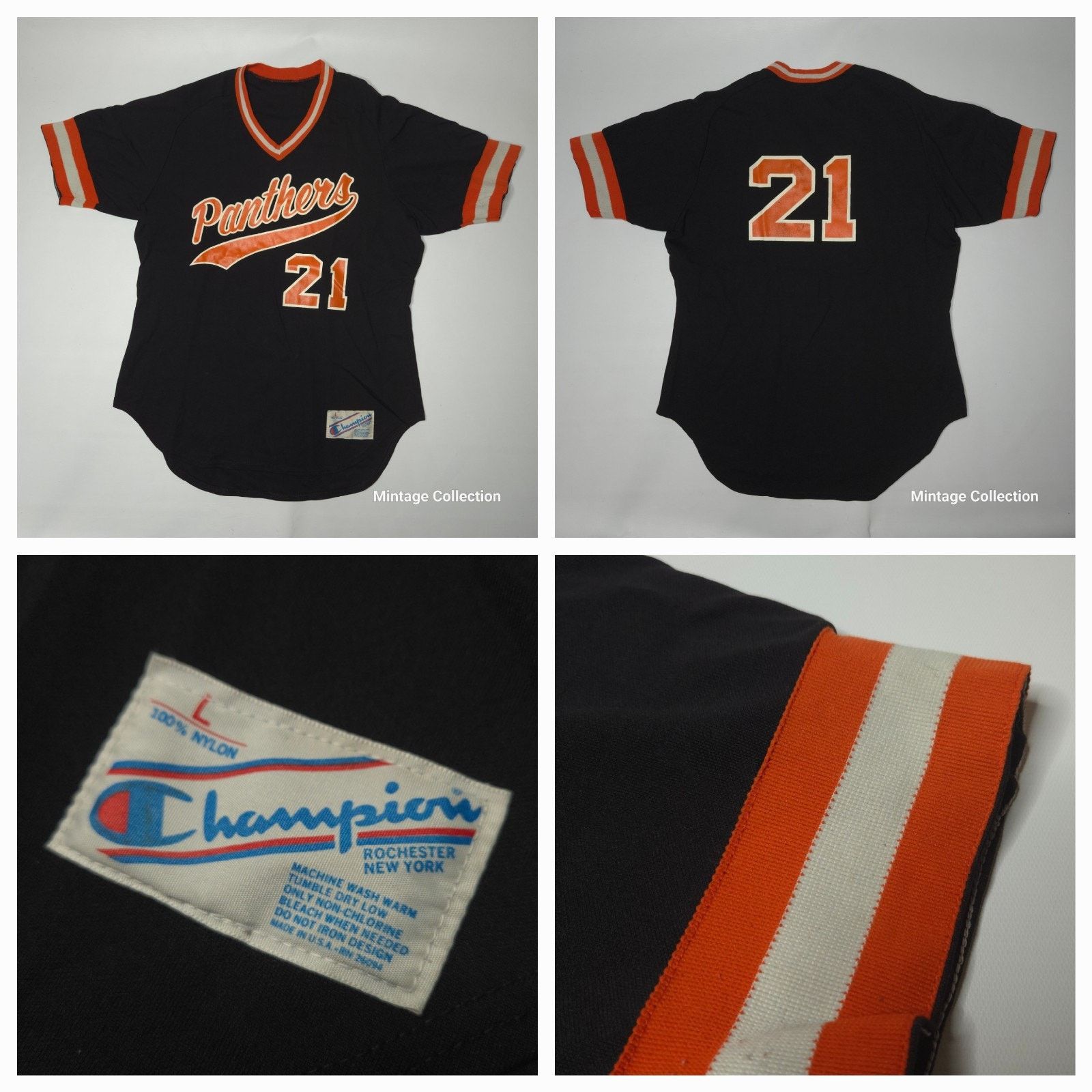 Champion VINTAGE 1980's CHAMPION BLACK PANTHERS #21 BASEBALL JERSEY L Size US L / EU 52-54 / 3 - 1 Thumbnail