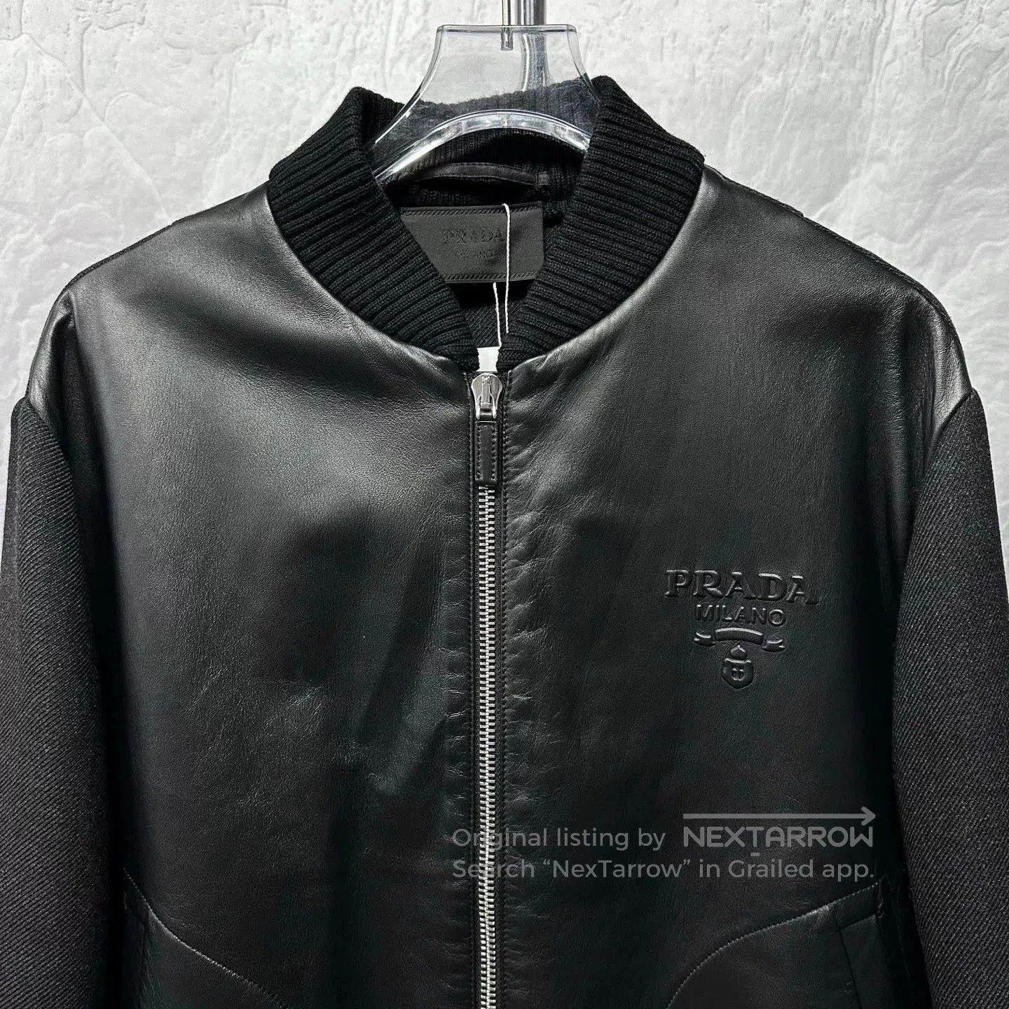 Prada prada black leather wool blend bomber jacket. Size US L / EU 52-54 / 3 - 2 Thumbnail