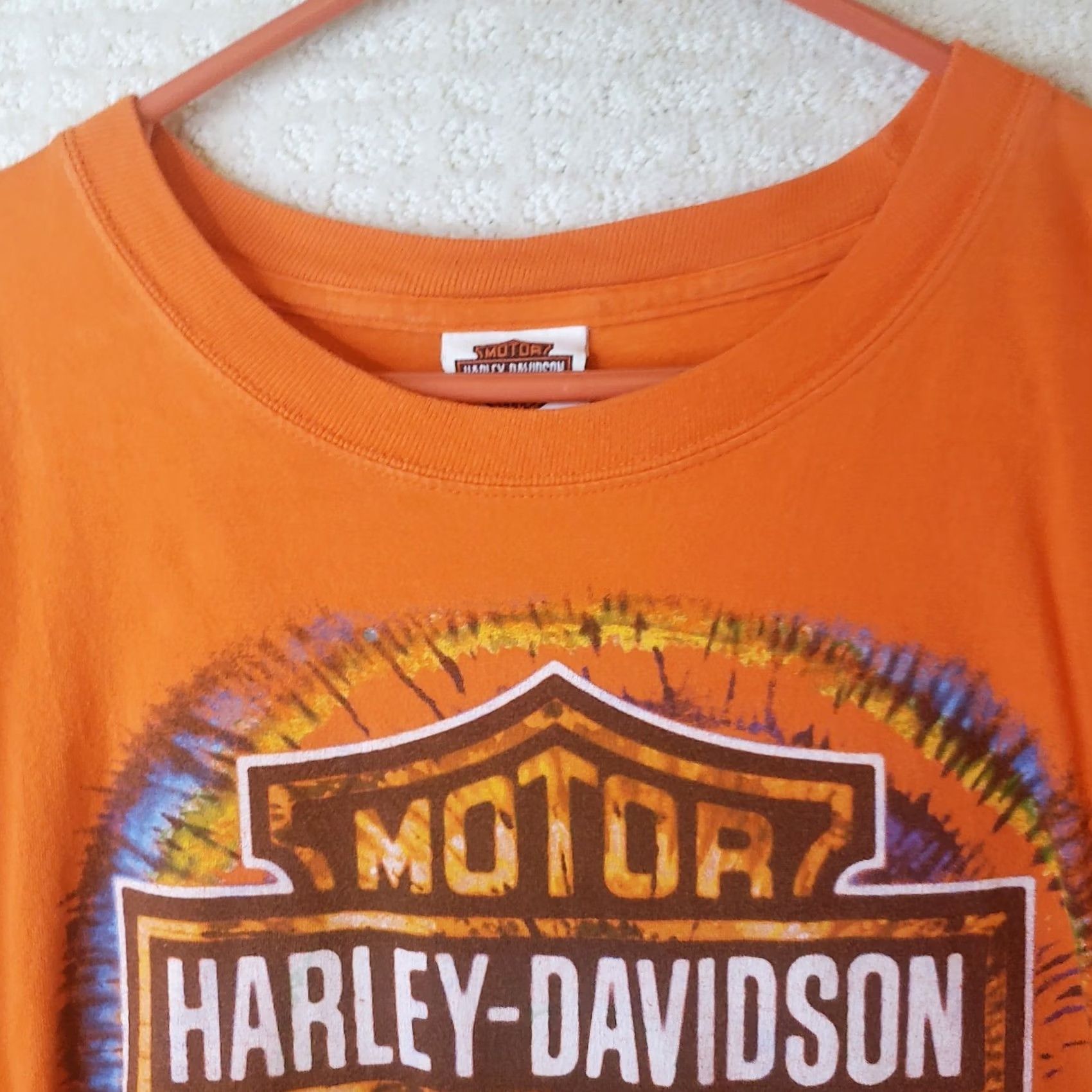 Harley Davidson Harley-Davidson Orange Tie Dye Starburst T-Shirt XL Adult Orange Motorcycle Mens Size US XL / EU 56 / 4 - 4 Thumbnail