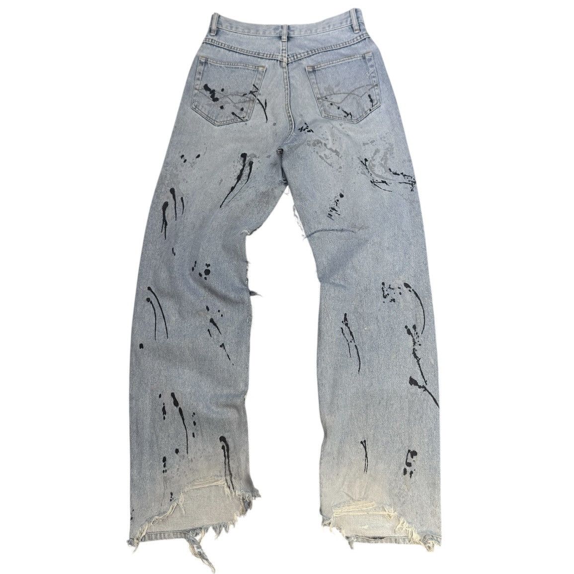 Hysteric Glamour Vintage 90s Japanese Crazy Distressed Splash Paint Denim Y2K Size US 29 - 2 Thumbnail