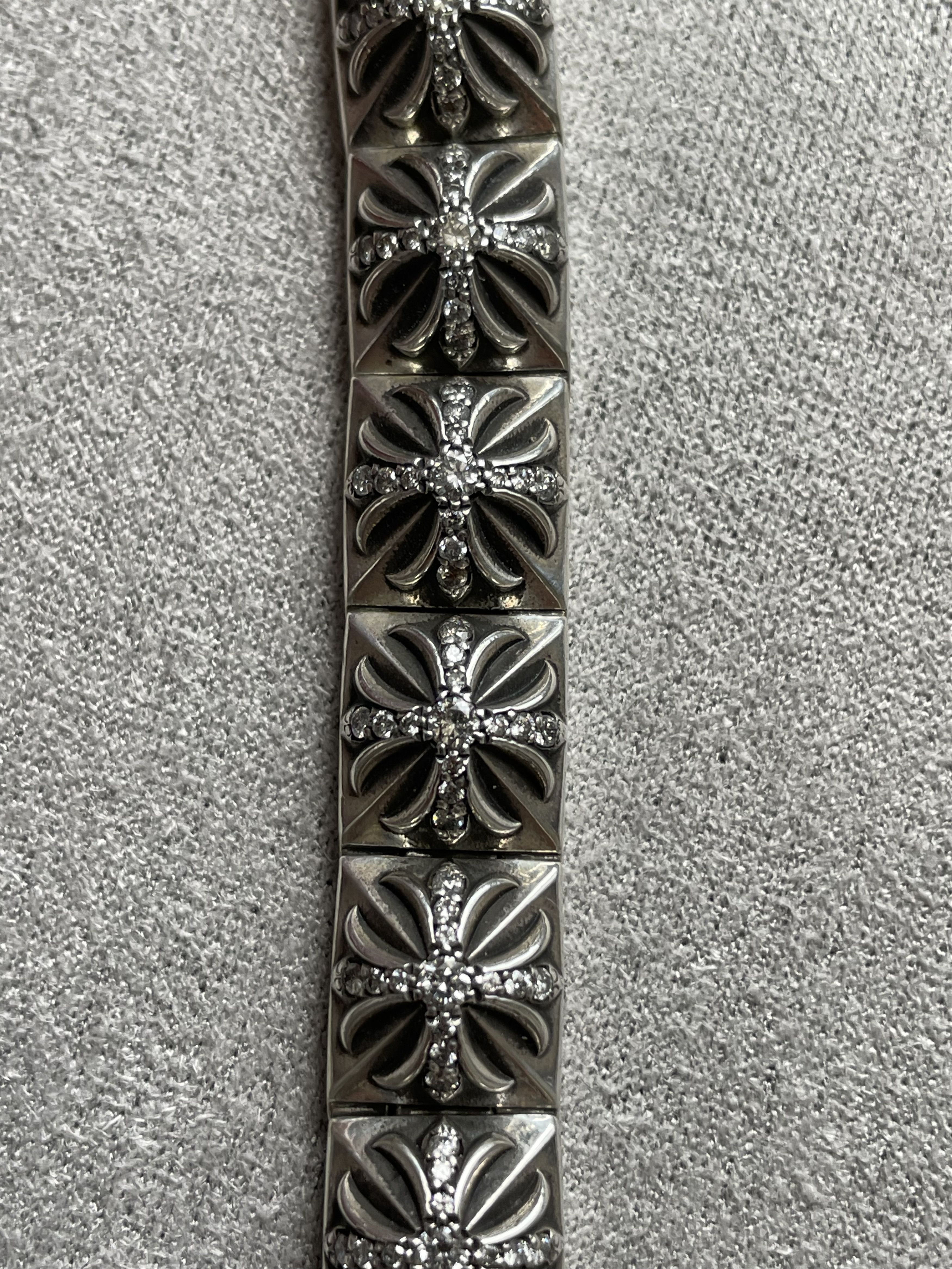Chrome Hearts Chrome Hearts Silver Diamonds Pyramid Hinged Plus Bracelet Size ONE SIZE - 19 Thumbnail