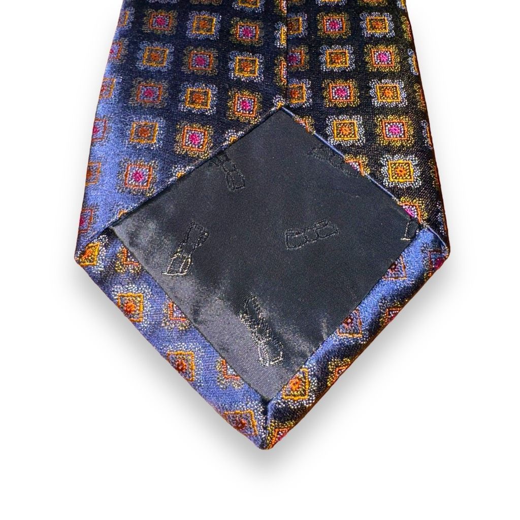 Handmade Carrot & Gibbs Navy Blue Flower Handmade 100% Silk Neck Tie Size ONE SIZE - 5 Thumbnail