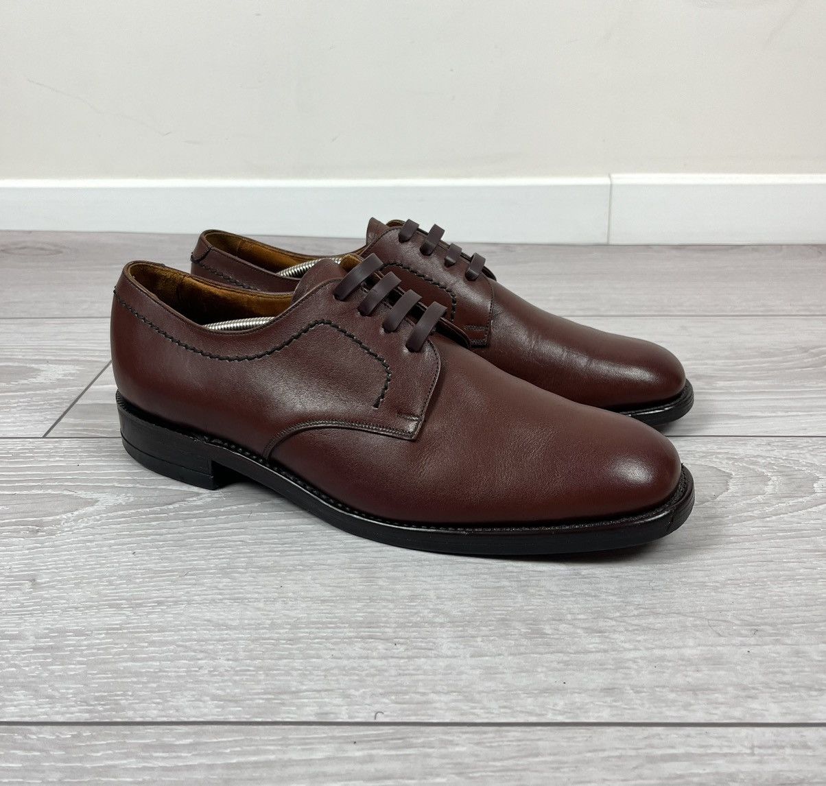 Loake Loake England Vintage Brown Leather Derby Shoes Boots Size US 12 / EU 45 - 2 Thumbnail