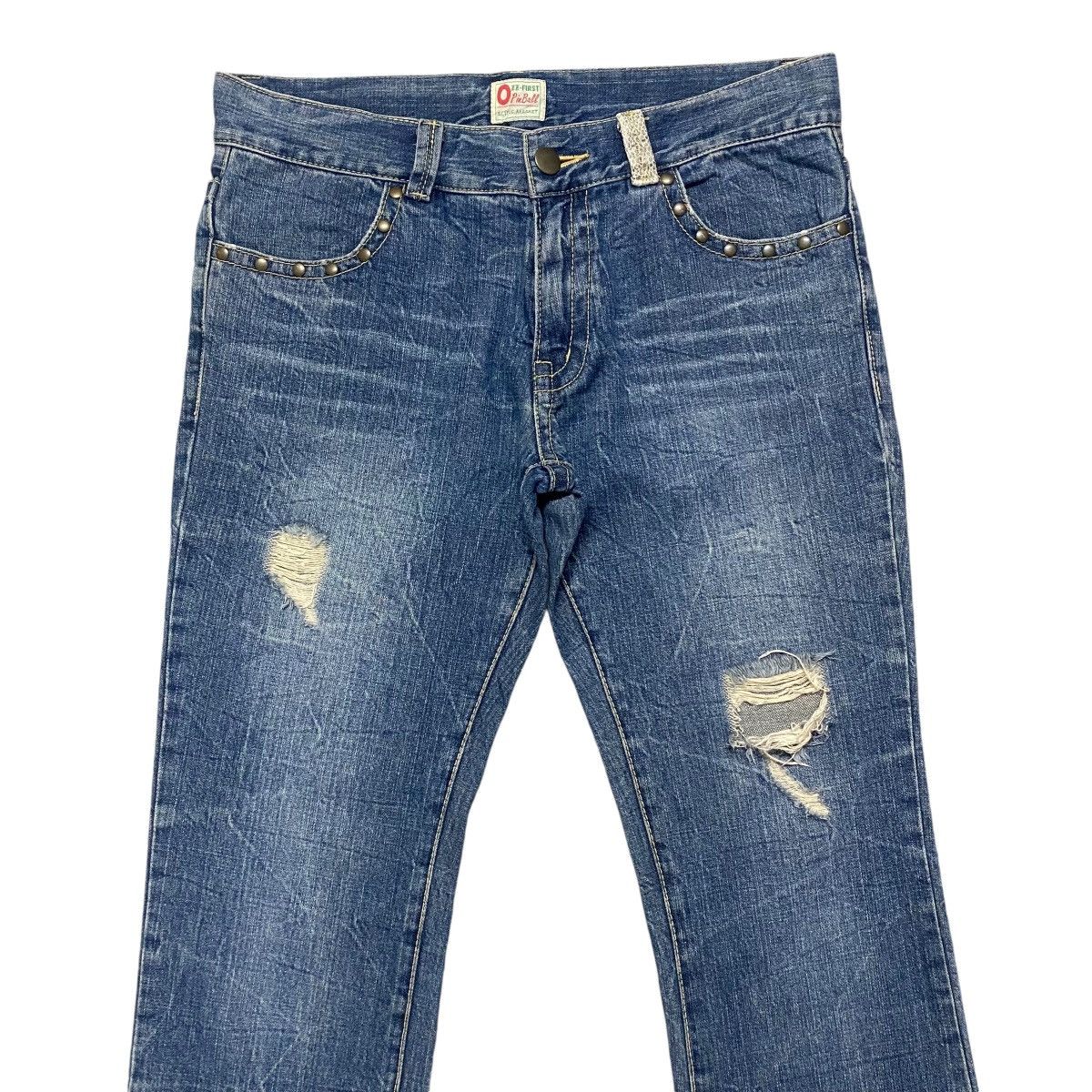 Japanese Brand OZZ FIRST PINBALL Denim Flare Jeans Studded Size US 34 / EU 50 - 3 Thumbnail
