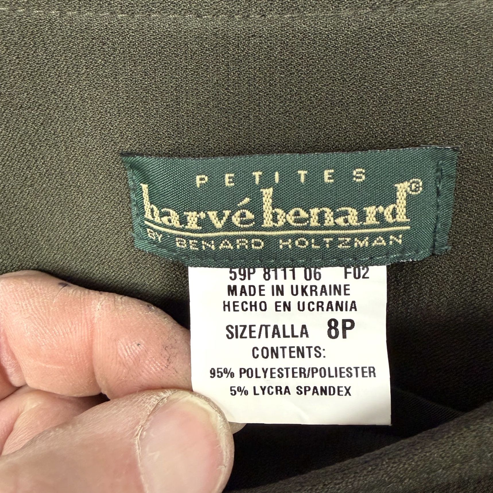 Vintage Harve Benard Skirt 8P Petite Green A-Line Knee Length Lined Stretch Office Chic Size 30" / US 8 / IT 44 - 4 Thumbnail