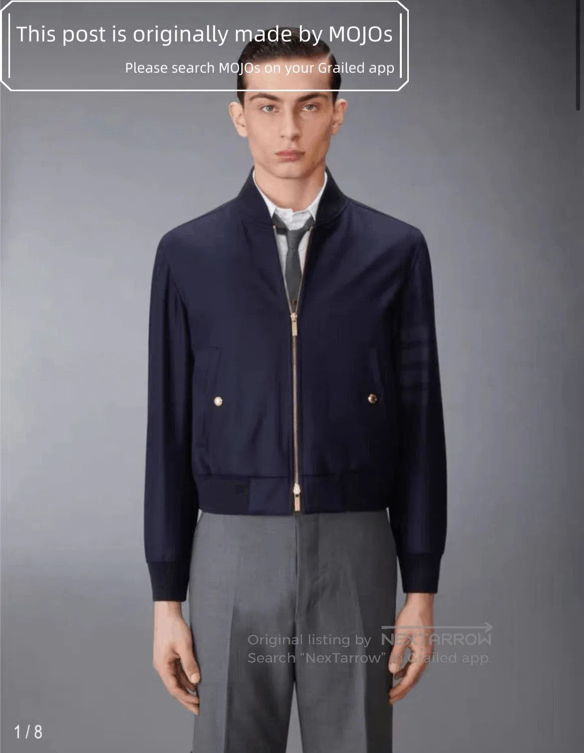 Thom Browne Sz 2 Thom Browne Wool Blend Navy Flight Jacket. Size US M / EU 48-50 / 2 - 6 Thumbnail