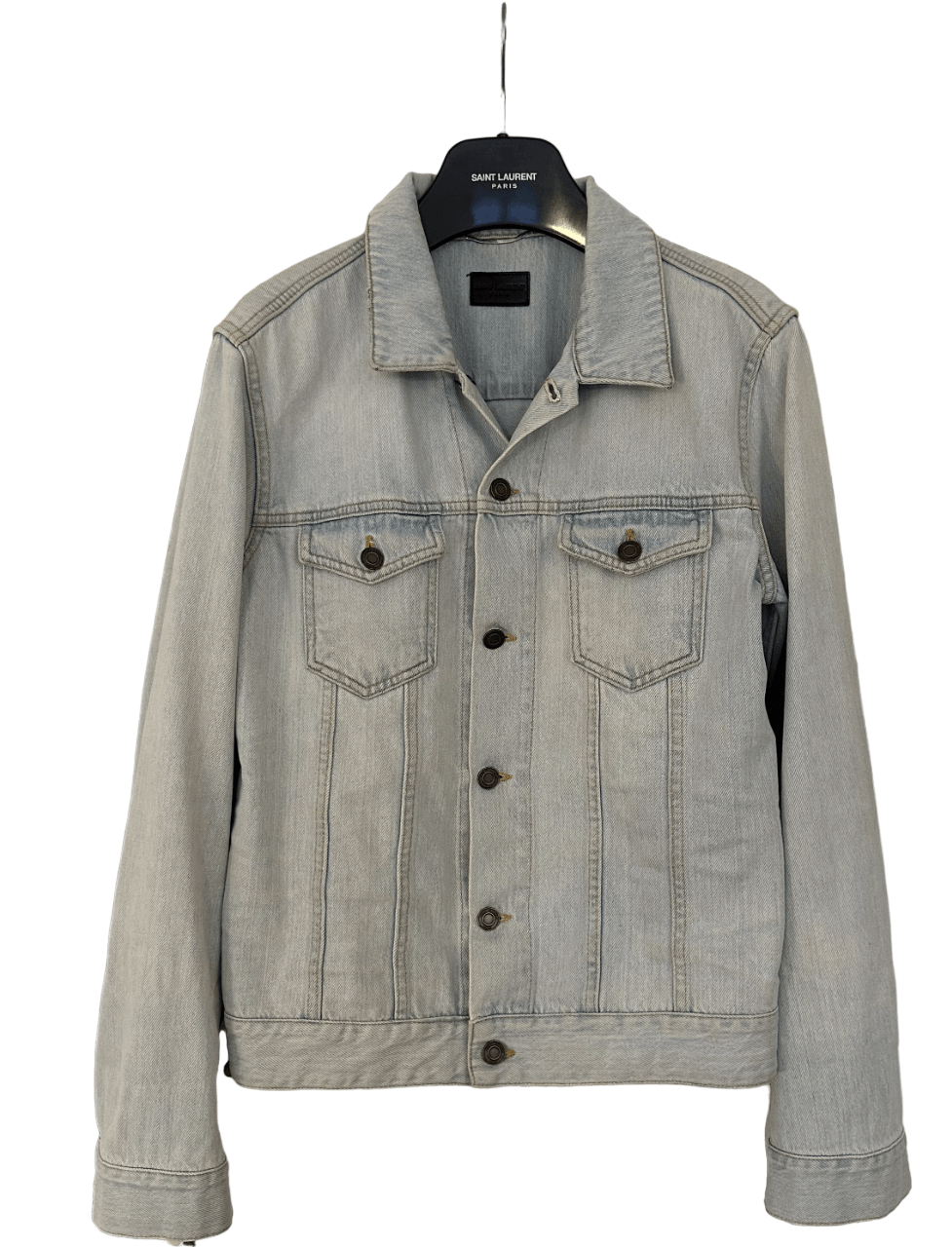 image of Saint Laurent Paris Slp Denim Jacket in Blue, Men's (Size Medium)