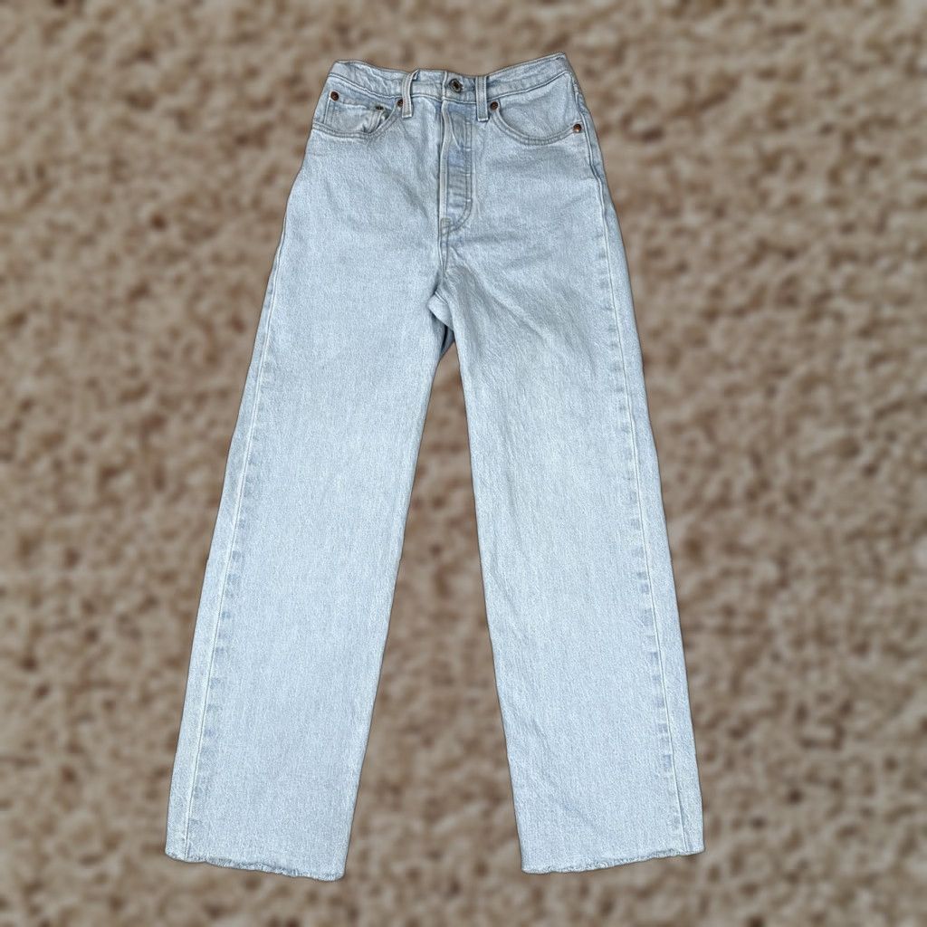 Levi's Levis Jeans Women 24x27 Blue Ribcage Straight Ankle Premium Big E High Rise Size 42" / US 20 - 1 Thumbnail