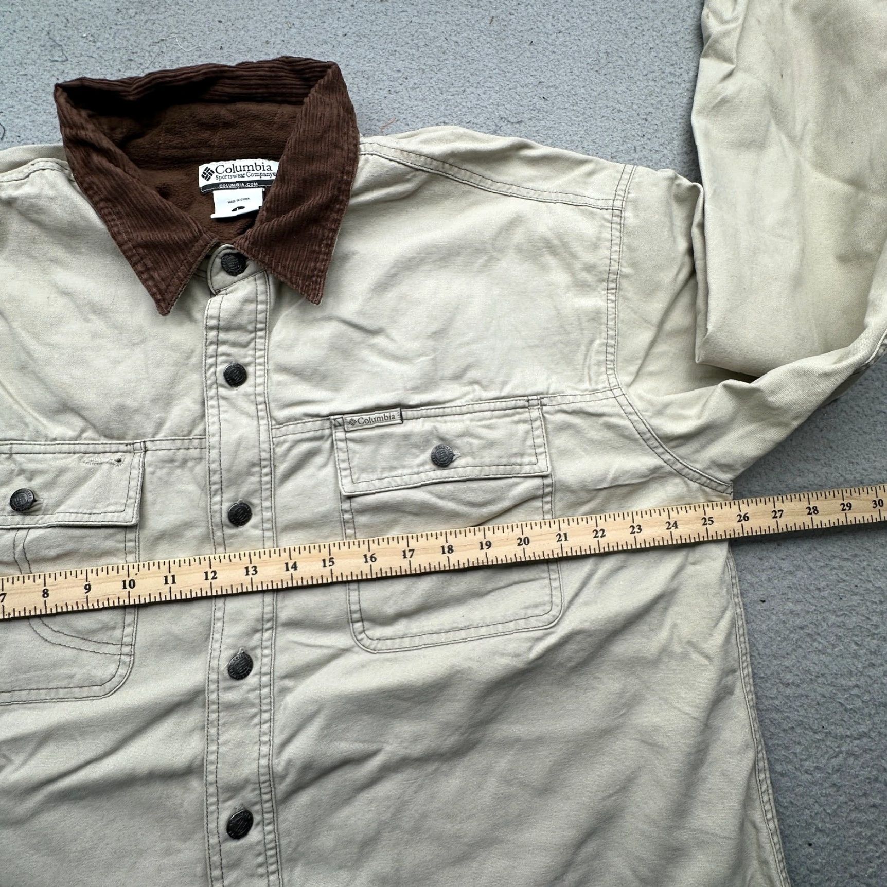 Vintage Columbia Fleece Lined Button Canvas Shirt Shacket Men Large Brown Red Corduroy Collar Shirt Size US L / EU 52-54 / 3 - 3 Thumbnail