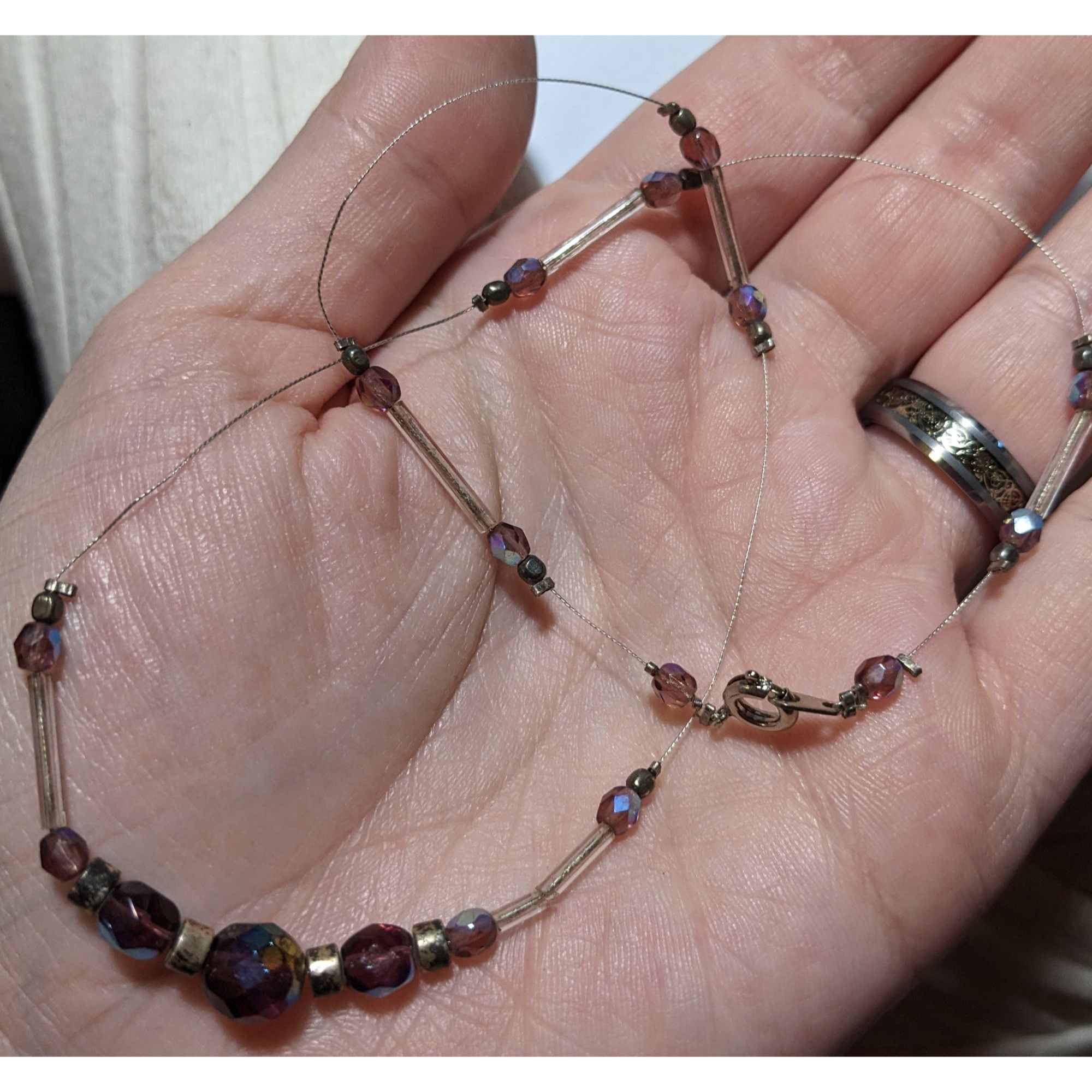 Other Handmade Purple Floating Beaded Station Necklace Size ONE SIZE - 5 Thumbnail