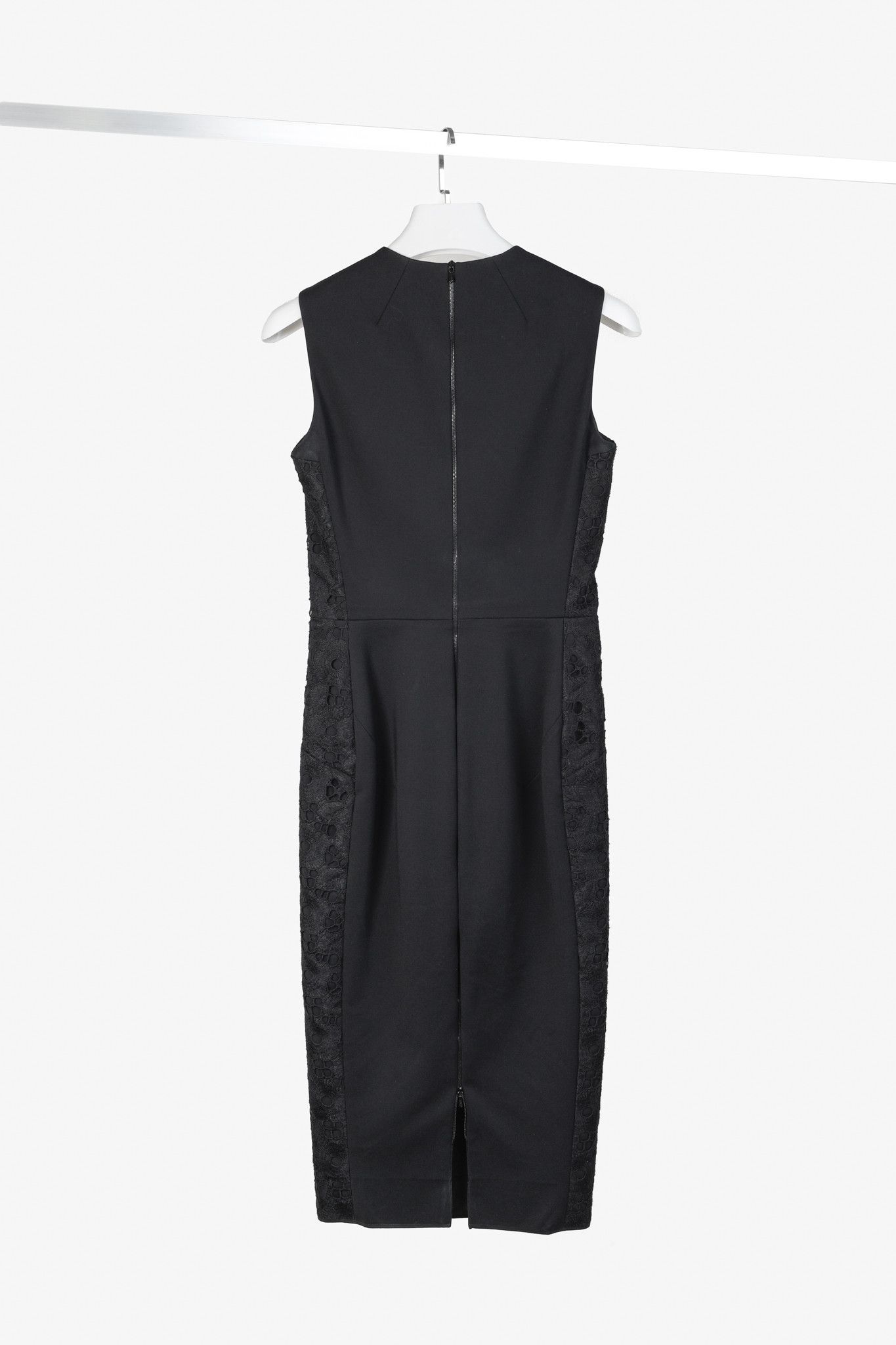 Victoria Beckham Black Guipure-Lace Contrast Dress