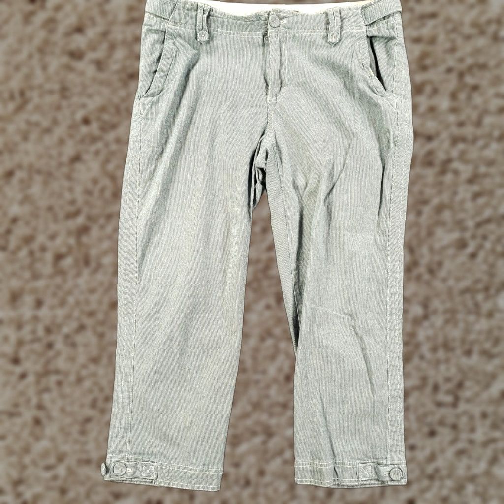 Eddie Bauer Eddie Bauer Pants Womens 10 Capri Flat Front Pockets Striped Blue White Hickory Sleeve? (Wait) Size 32" / US 10 / IT 46 - 1 Thumbnail