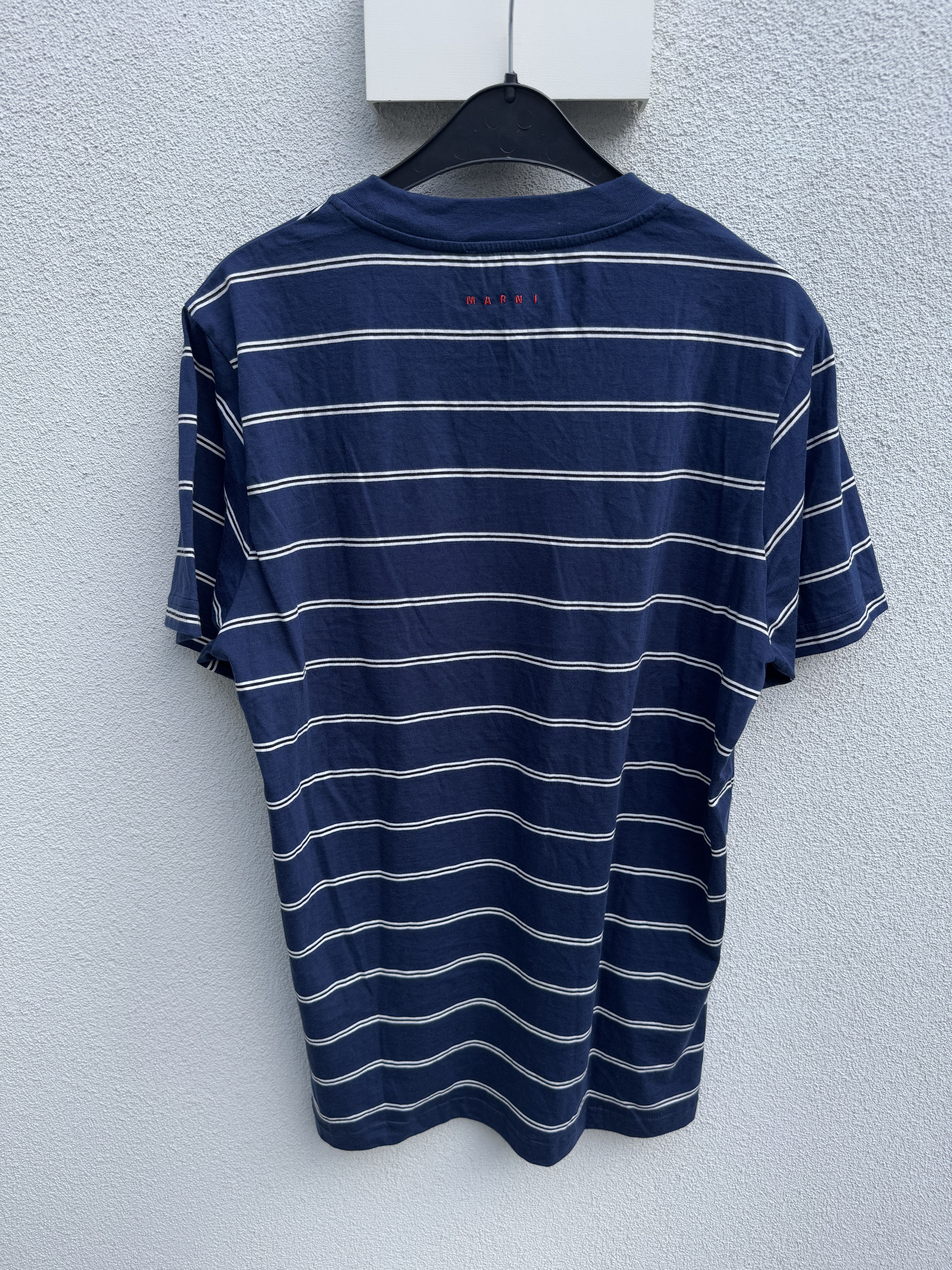 Marni MARNI Striped Cotton Jersey Blue Beige Ecru T-shirt IT 48 M Size US M / EU 48-50 / 2 - 4 Thumbnail