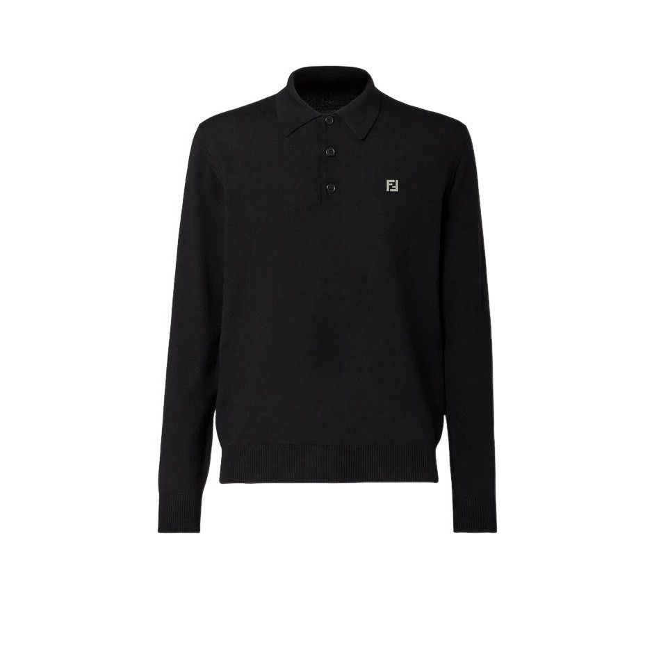 FENDI $1450 Black Wool Polo Shirt New & Authentic (Men's siz