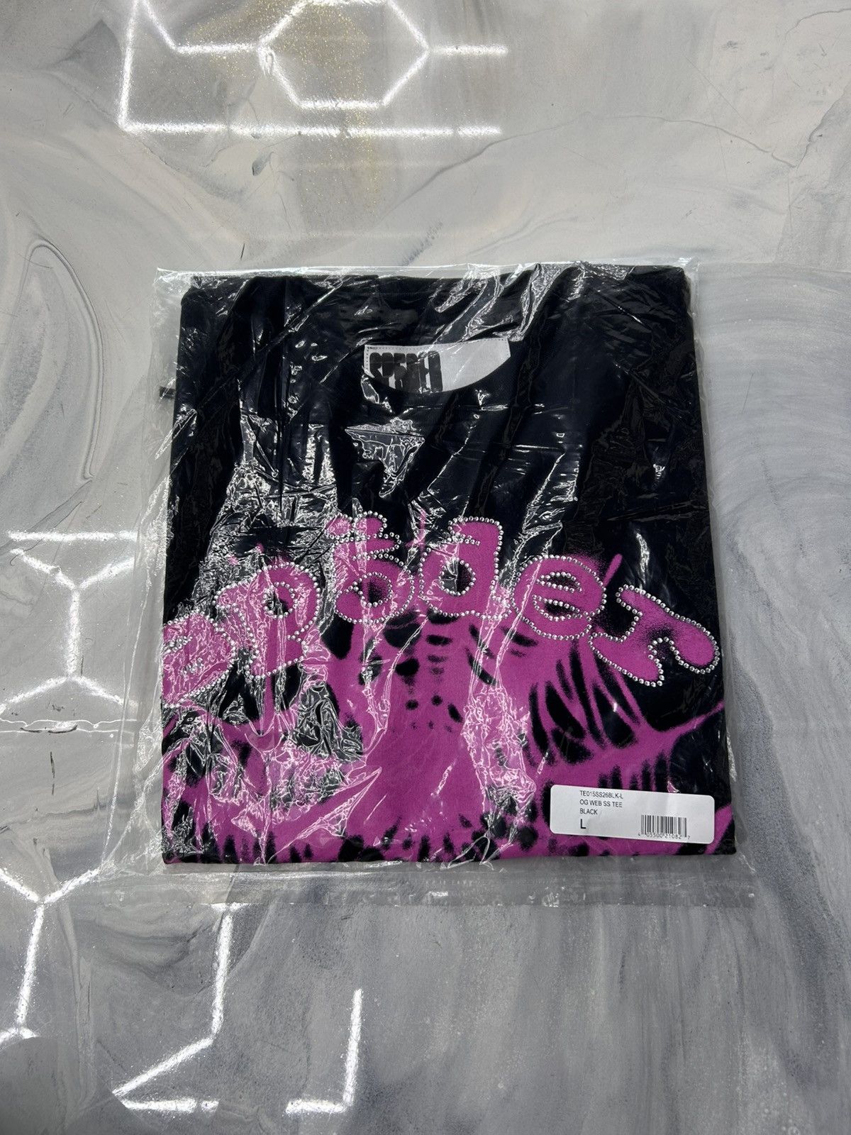 Sp5der Sp5der Rhinestone Scattered Web Tee Black Pink Size L Size US L / EU 52-54 / 3 - 12 Thumbnail