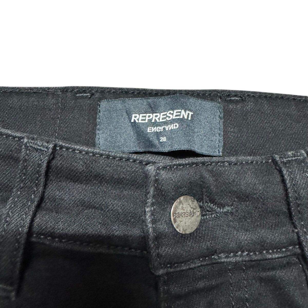 Represent Clo. Represent Jet Black Repairer Denim Jeans Size US 28 / EU 44 - 12 Thumbnail