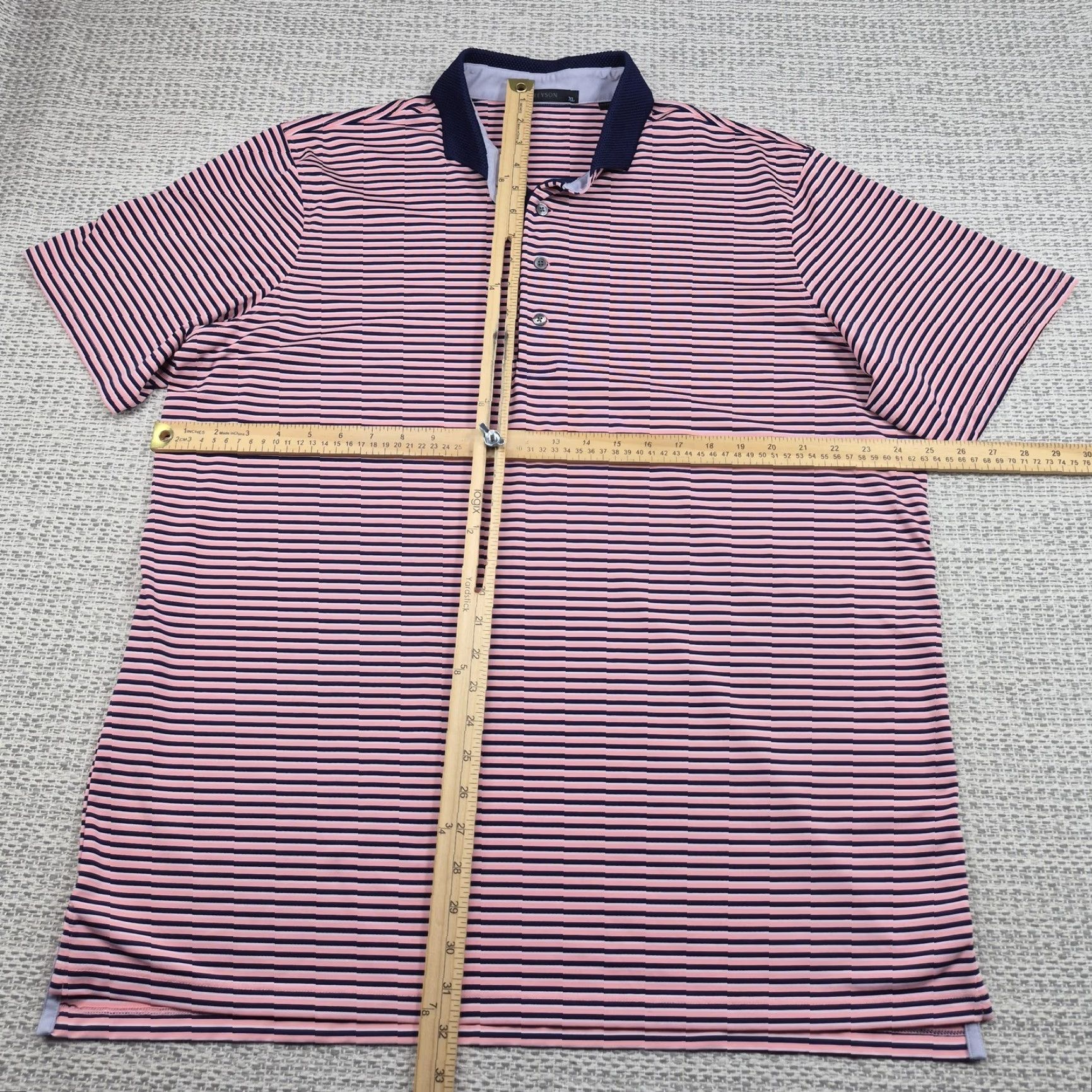 Vintage Greyson Polo Shirt Mens XL Pink Navy Stripe Knit Short Sleeve Golf Performance Size US XL / EU 56 / 4 - 7 Thumbnail