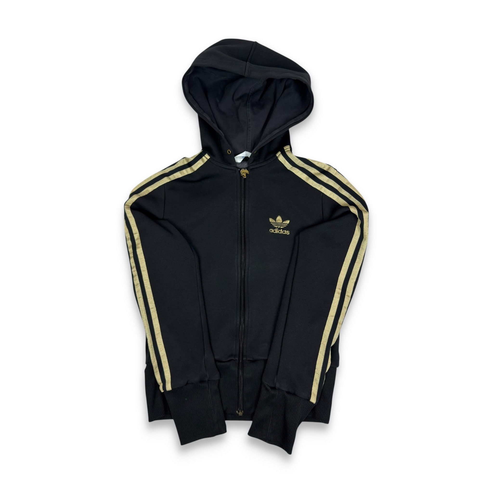 Adidas Adidas Women's Black Gold 3-Stripes Full Zip Hoodie Small Size S / US 4 / IT 40 - 1 Thumbnail